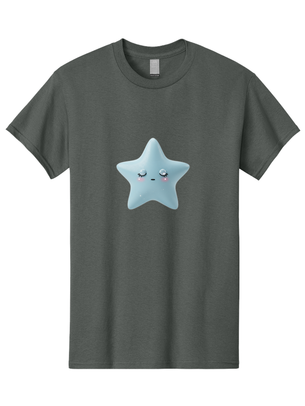 Kawaii-Star-1 Men'S Graphic Tee, 100% Cotton, Comfortable Casual Summer Wear, Machine Washable, Cute Star Character, Cartoon Star, Kawaii Star, White Star, Smiling Face, Rosy Cheeks, Adorable Illustration, Dreamy Expression, Whimsical Design Bad249
