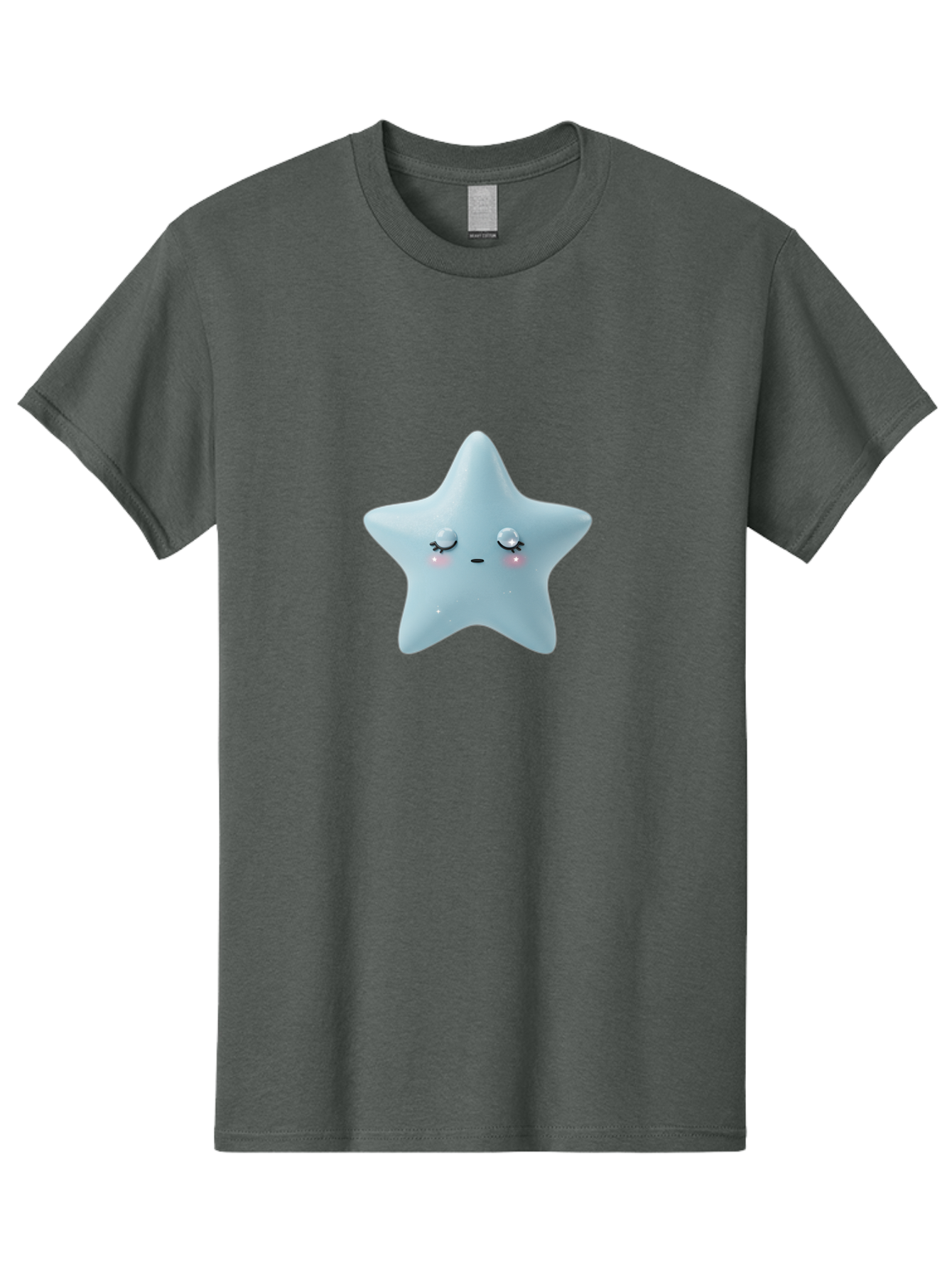 Kawaii-Star-1 Men'S Graphic Tee, 100% Cotton, Comfortable Casual Summer Wear, Machine Washable, Cute Star Character, Cartoon Star, Kawaii Star, White Star, Smiling Face, Rosy Cheeks, Adorable Illustration, Dreamy Expression, Whimsical Design Bad249