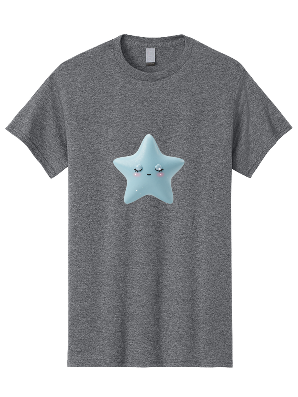 Kawaii-Star-1 Men'S Graphic Tee, 100% Cotton, Comfortable Casual Summer Wear, Machine Washable, Cute Star Character, Cartoon Star, Kawaii Star, White Star, Smiling Face, Rosy Cheeks, Adorable Illustration, Dreamy Expression, Whimsical Design Bad249
