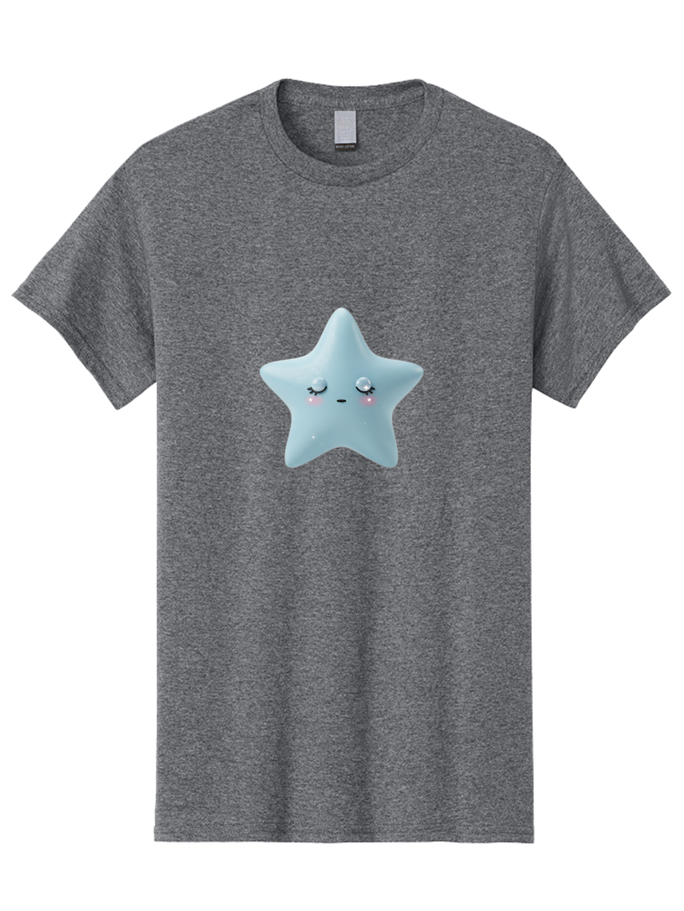 Kawaii-Star-1 Men'S Graphic Tee, 100% Cotton, Comfortable Casual Summer Wear, Machine Washable, Cute Star Character, Cartoon Star, Kawaii Star, White Star, Smiling Face, Rosy Cheeks, Adorable Illustration, Dreamy Expression, Whimsical Design Bad249
