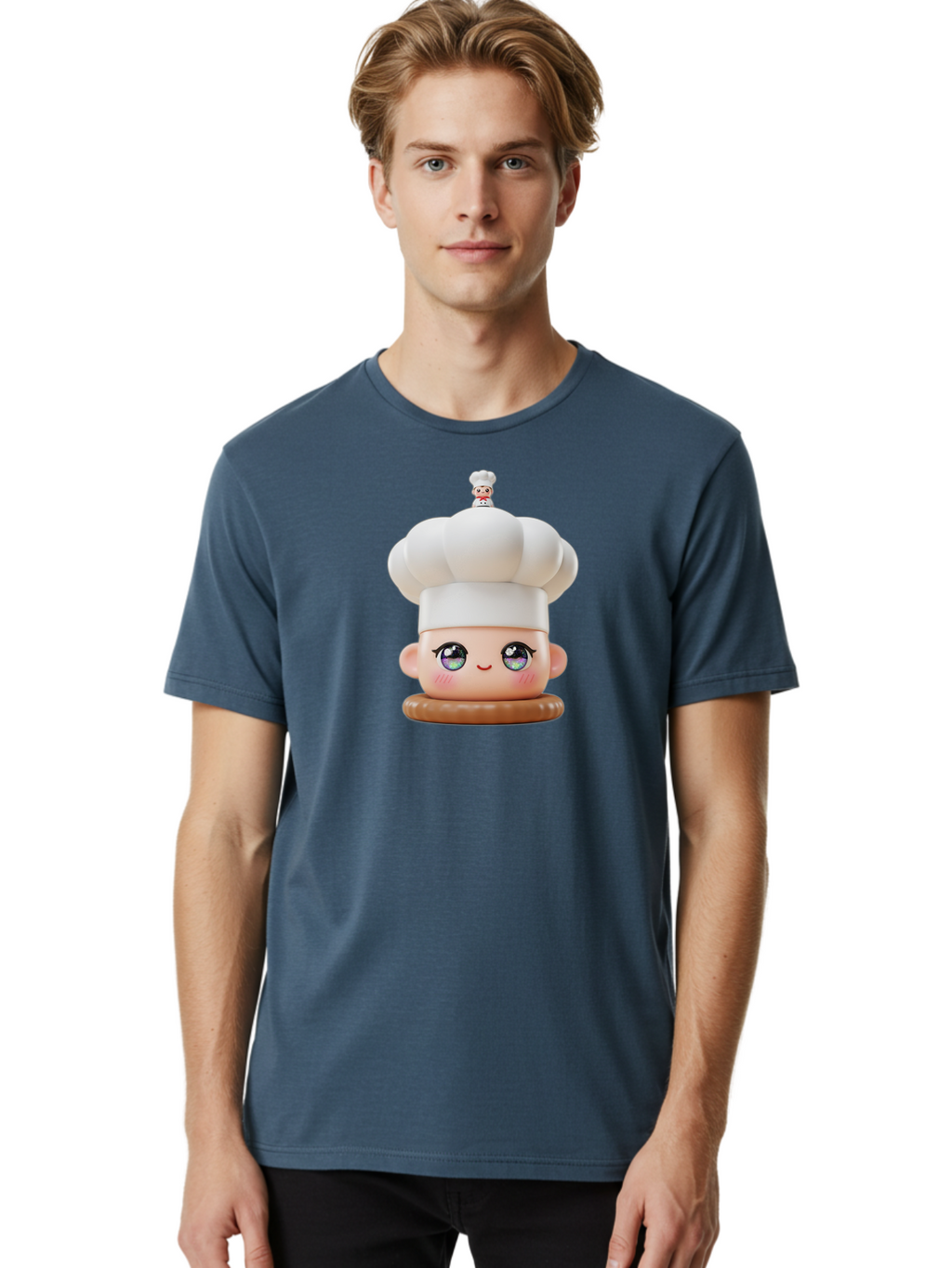 L-O-L-Surprise-Chef Men'S Graphic Tee, 100% Cotton, Comfortable Casual Summer Wear, Machine Washable, Kawaii Chef Figurine, Cute Chef Hat, Cartoon Character, Pastel Colors, Chef Toy, Adorable Face, Collector'S Item, Whimsical Design, Bad255