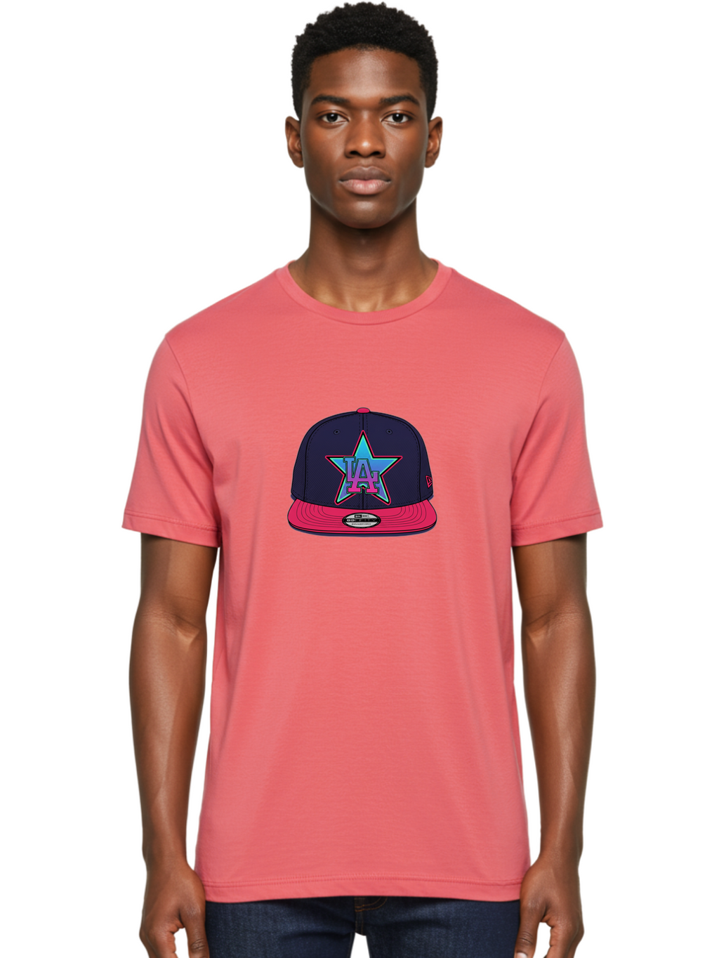 La-Star-Baseball-Cap Men'S Graphic Tee, 100% Cotton, Comfortable Casual Summer Wear, Machine Washable, La Star Logo, Baseball Cap, Snapback Hat, Streetwear Fashion, Urban Style, Vibrant Colors, Los Angeles, Trendy Accessories, Cap Design Bad256