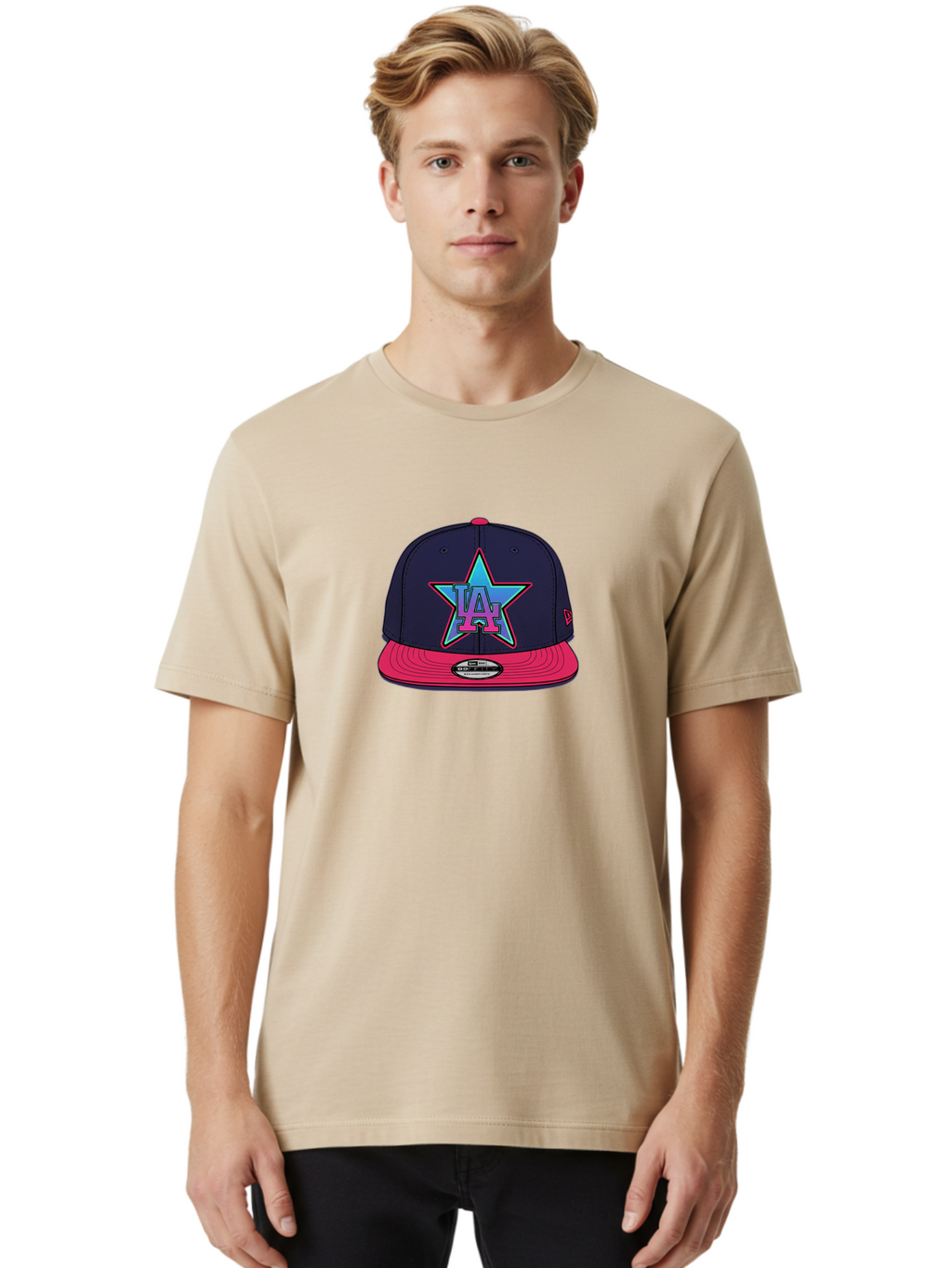 La-Star-Baseball-Cap Men'S Graphic Tee, 100% Cotton, Comfortable Casual Summer Wear, Machine Washable, La Star Logo, Baseball Cap, Snapback Hat, Streetwear Fashion, Urban Style, Vibrant Colors, Los Angeles, Trendy Accessories, Cap Design Bad256