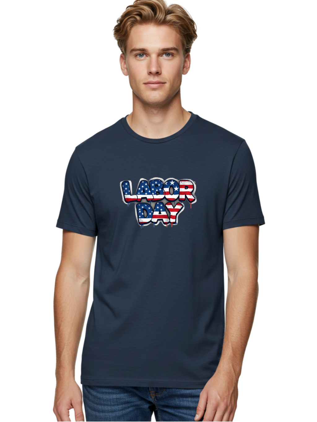 Labor-Day-2 Men'S Graphic Tee, 100% Cotton, Comfortable Casual Summer Wear, Machine Washable, Labor Day Celebration, American Flag, Patriotic Design, Graffiti Style, Red White Blue Colors, Stars And Stripes, Holiday Graphics, Bad258