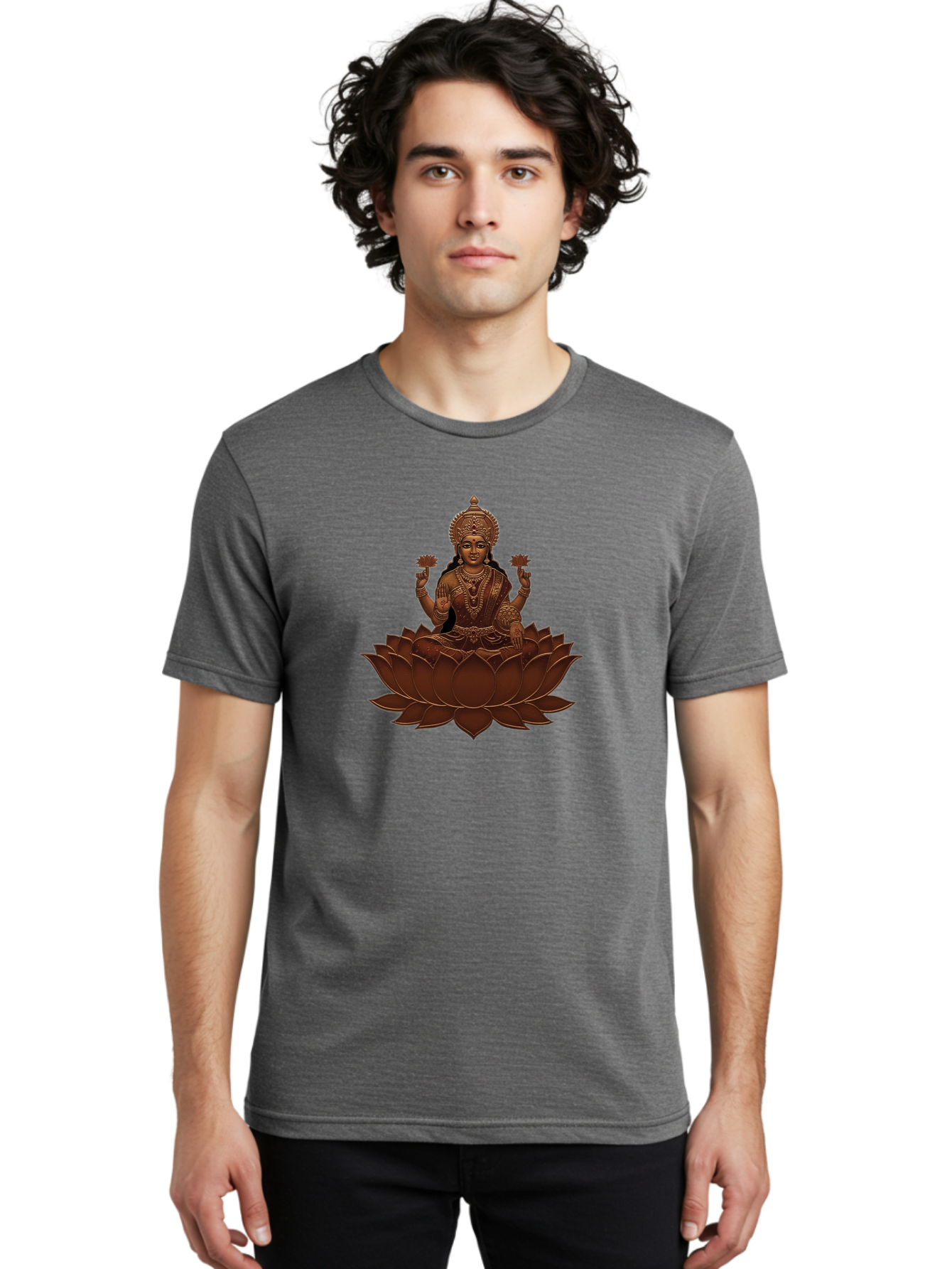 Lakshmi-1 Men'S Graphic Tee, 100% Cotton, Comfortable Casual Summer Wear, Machine Washable, Goddess Lakshmi, Lotus Flower, Spiritual Symbolism, Hindu Deity, Prosperity, Good Fortune, Spiritual Growth, Meditation, Yoga, Wellness, Inner Peace, Bad265