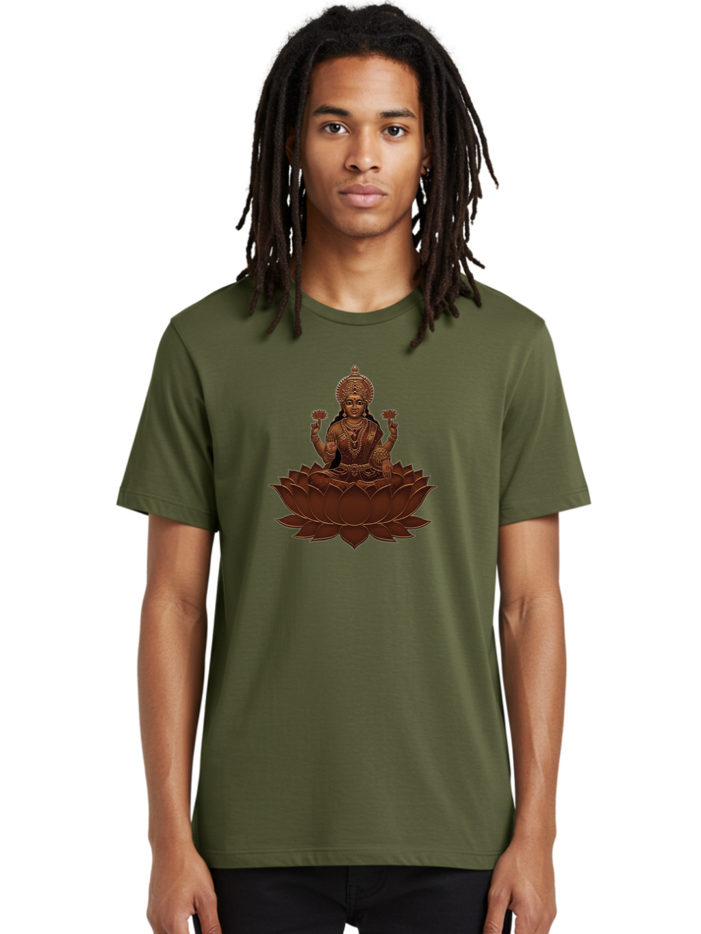 Lakshmi-1 Men'S Graphic Tee, 100% Cotton, Comfortable Casual Summer Wear, Machine Washable, Goddess Lakshmi, Lotus Flower, Spiritual Symbolism, Hindu Deity, Prosperity, Good Fortune, Spiritual Growth, Meditation, Yoga, Wellness, Inner Peace, Bad265