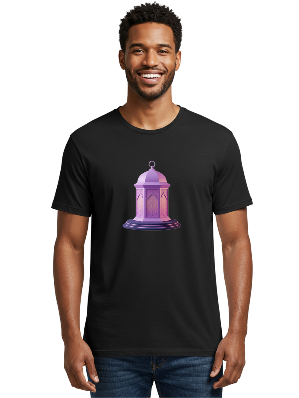 Lantern-1 Men'S Graphic Tee, 100% Cotton, Comfortable Casual Summer Wear, Machine Washable, Islamic Lantern, Lantern Design, Mosque Decoration, Islamic Architecture, Arabic Pattern, Dome Shape, Lantern Art, Cultural Symbol, Religious Icon, Bad272