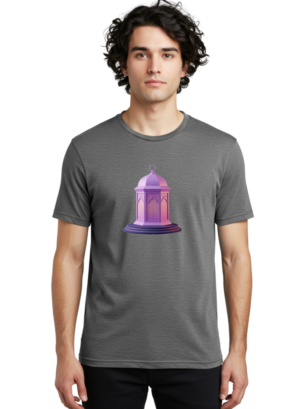Lantern-1 Men'S Graphic Tee, 100% Cotton, Comfortable Casual Summer Wear, Machine Washable, Islamic Lantern, Lantern Design, Mosque Decoration, Islamic Architecture, Arabic Pattern, Dome Shape, Lantern Art, Cultural Symbol, Religious Icon, Bad272