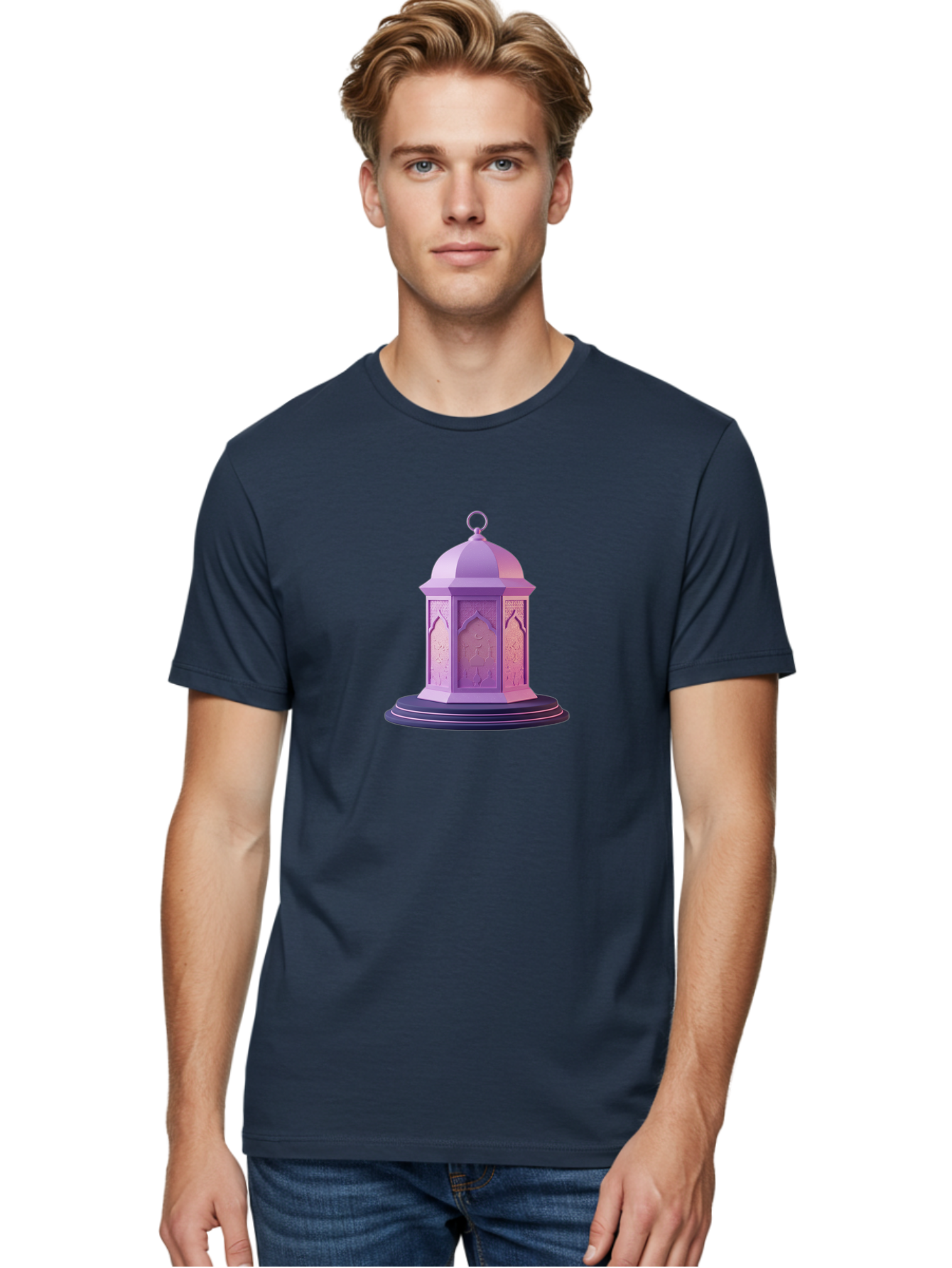 Lantern-1 Men'S Graphic Tee, 100% Cotton, Comfortable Casual Summer Wear, Machine Washable, Islamic Lantern, Lantern Design, Mosque Decoration, Islamic Architecture, Arabic Pattern, Dome Shape, Lantern Art, Cultural Symbol, Religious Icon, Bad272