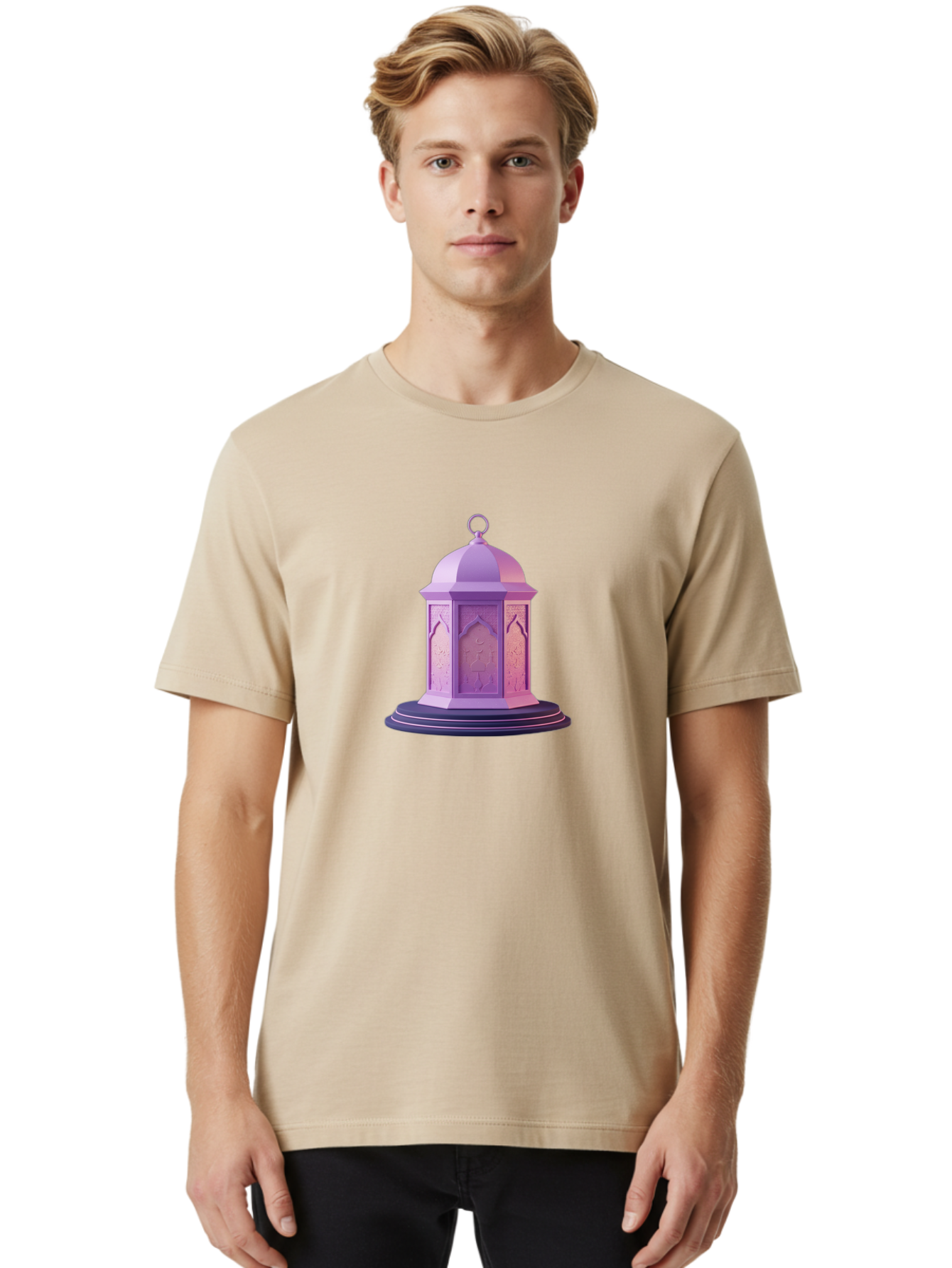 Lantern-1 Men'S Graphic Tee, 100% Cotton, Comfortable Casual Summer Wear, Machine Washable, Islamic Lantern, Lantern Design, Mosque Decoration, Islamic Architecture, Arabic Pattern, Dome Shape, Lantern Art, Cultural Symbol, Religious Icon, Bad272