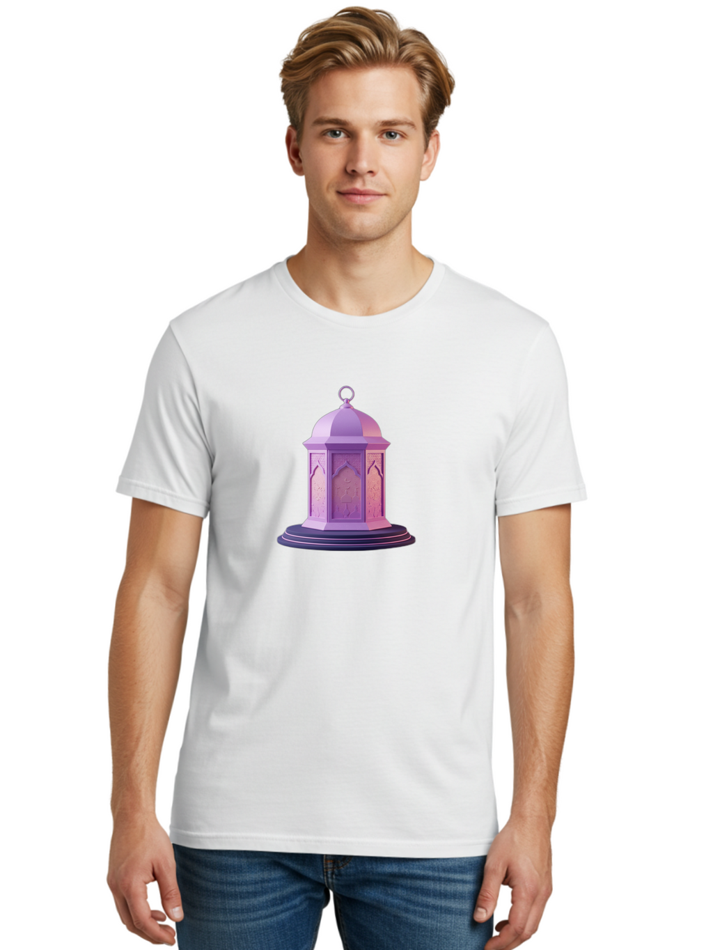 Lantern-1 Men'S Graphic Tee, 100% Cotton, Comfortable Casual Summer Wear, Machine Washable, Islamic Lantern, Lantern Design, Mosque Decoration, Islamic Architecture, Arabic Pattern, Dome Shape, Lantern Art, Cultural Symbol, Religious Icon, Bad272