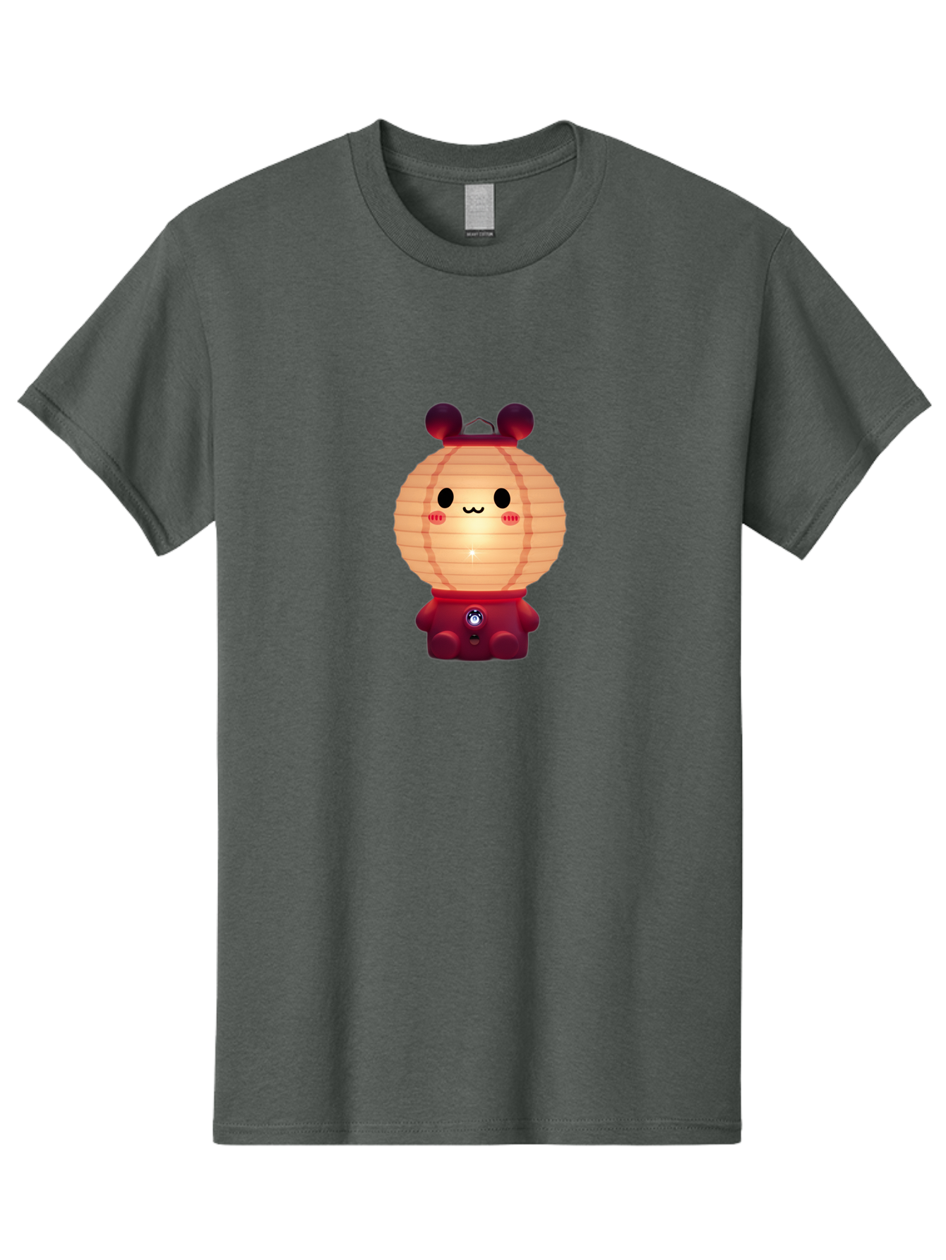 Lantern-Character Men'S Graphic Tee, 100% Cotton, Comfortable Casual Summer Wear, Machine Washable, Kawaii Lantern Character, Cute Cartoon Design, Adorable Face, Red Lantern Costume, Glowing Light, Cartoonish Features, Anime Style, Bad273