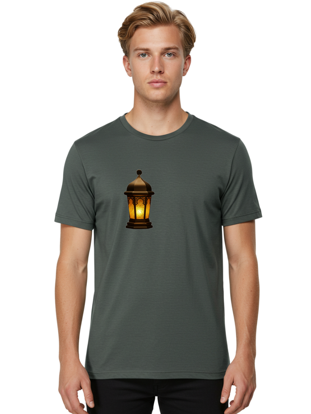 Lantern Men'S Graphic Tee, 100% Cotton, Comfortable Casual Summer Wear, Machine Washable, Ornate Lantern, Glowing Light, Decorative Lamp, Traditional Lighting, Vintage Ambiance, Cultural Heritage, Warm Glow, Islamic Art, Intricate Patterns Bad274