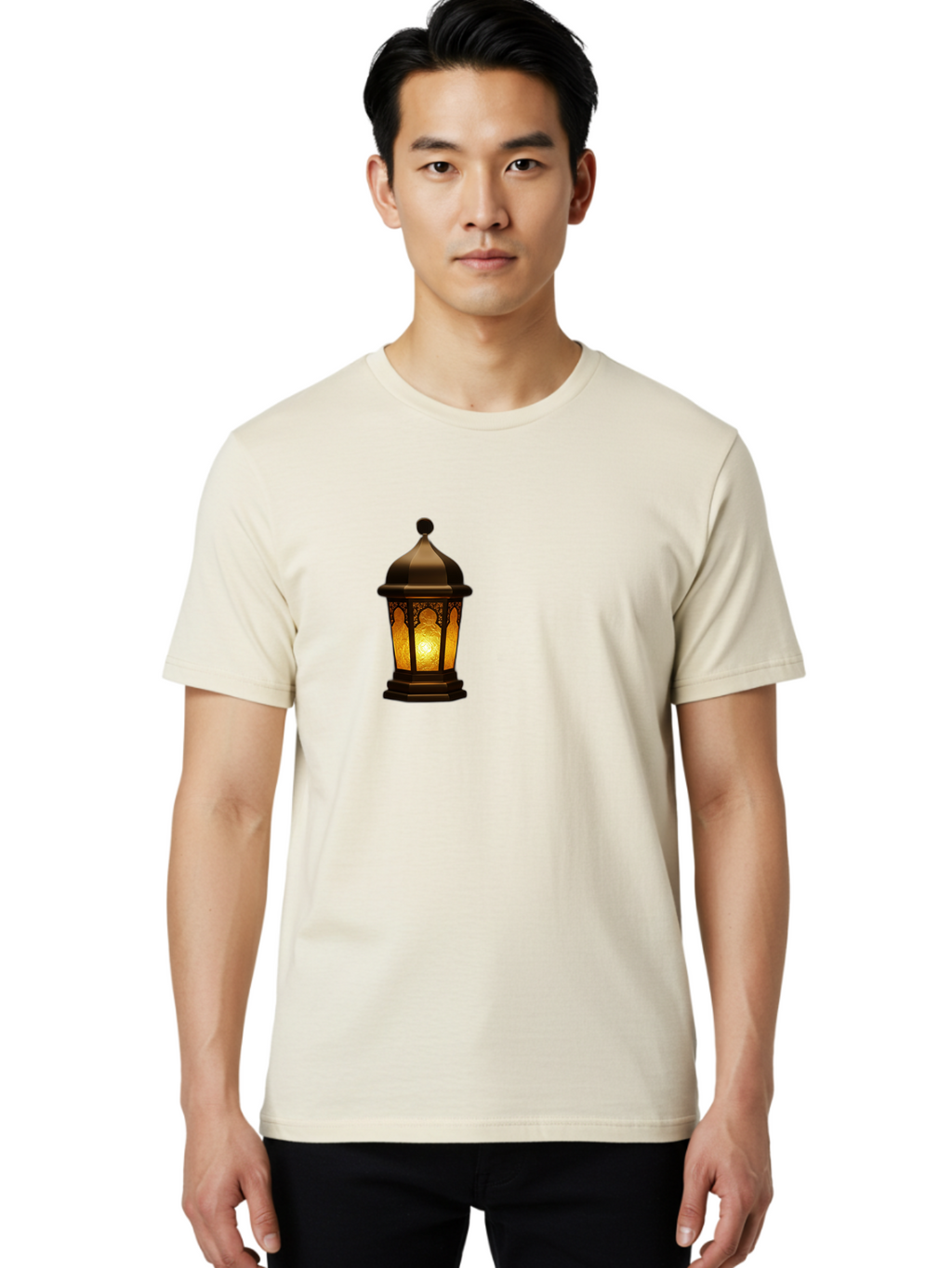 Lantern Men'S Graphic Tee, 100% Cotton, Comfortable Casual Summer Wear, Machine Washable, Ornate Lantern, Glowing Light, Decorative Lamp, Traditional Lighting, Vintage Ambiance, Cultural Heritage, Warm Glow, Islamic Art, Intricate Patterns Bad274
