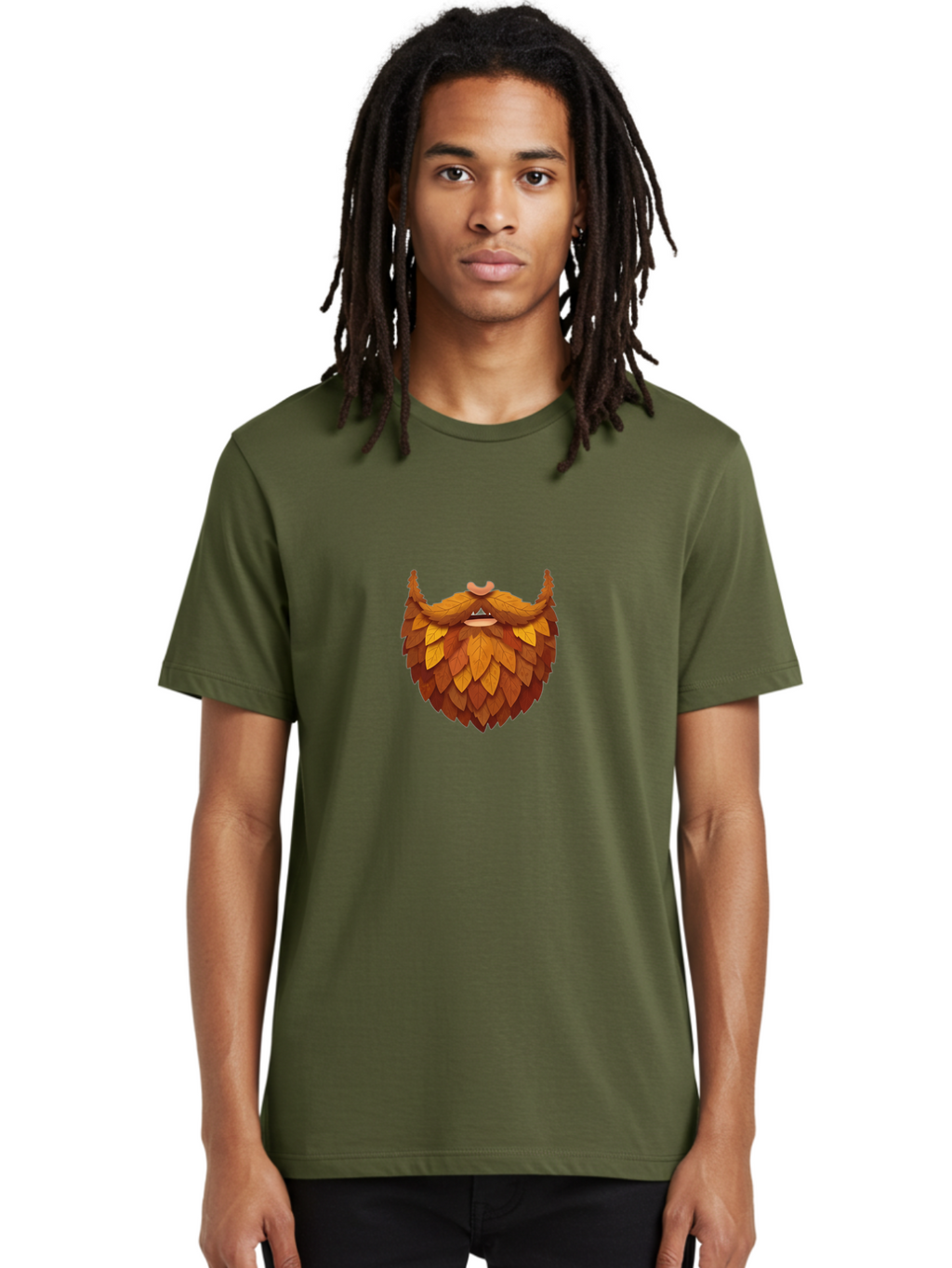 Leafy-Beard Men'S Graphic Tee, 100% Cotton, Comfortable Casual Summer Wear, Machine Washable, Hops Illustration, Bearded Man, Autumn Leaves, Beer Ingredients, Craft Beer, Hoppy Flavors, Natural Ingredients, Quirky Illustration Bad275