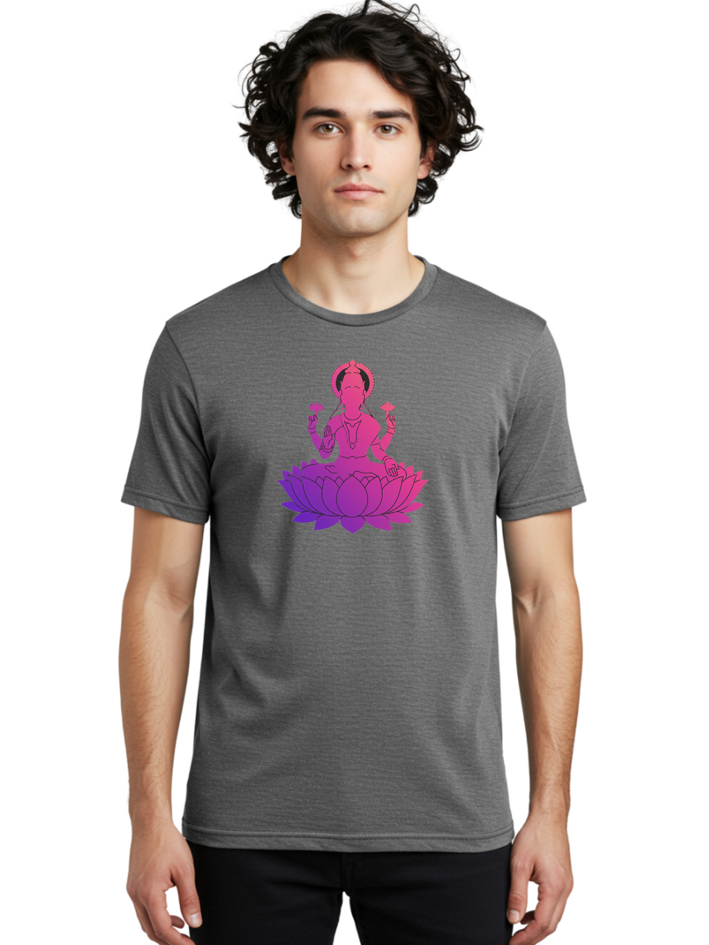 Lotus-Goddess Men'S Graphic Tee, 100% Cotton, Comfortable Casual Summer Wear, Machine Washable, Lotus Flower, Goddess, Meditation, Spirituality, Peace, Serenity, Yoga, Zen, Mindfulness, Sacred Geometry, Lotus Position, Spiritual Awakening Bad282