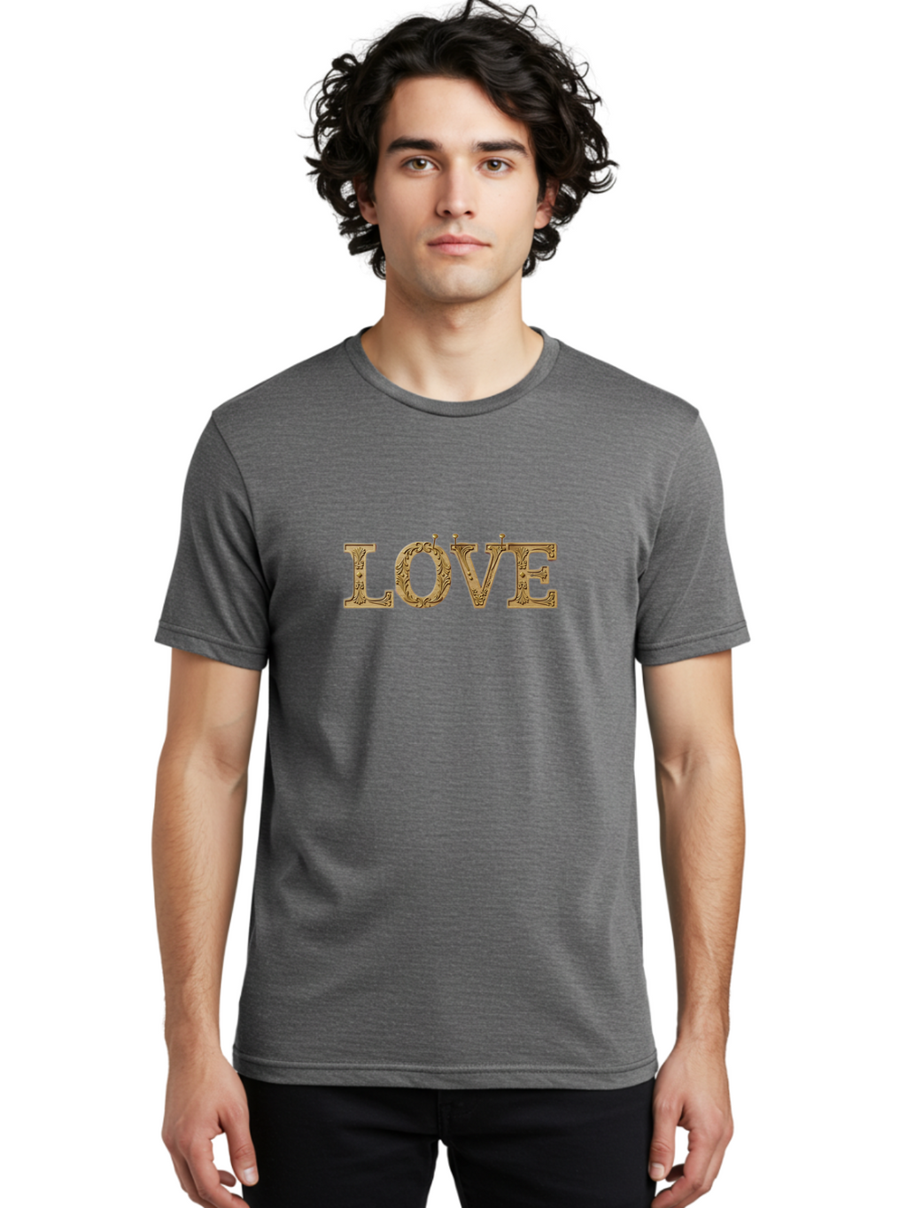 Love Men'S Graphic Tee, 100% Cotton, Comfortable Casual Summer Wear, Machine Washable, Typographic Love, Wooden Letters, Floral Patterns, Decorative Font, Vintage Love, Ornate Design, Romantic Typography, Love Lettering, Decorative Text Bad283