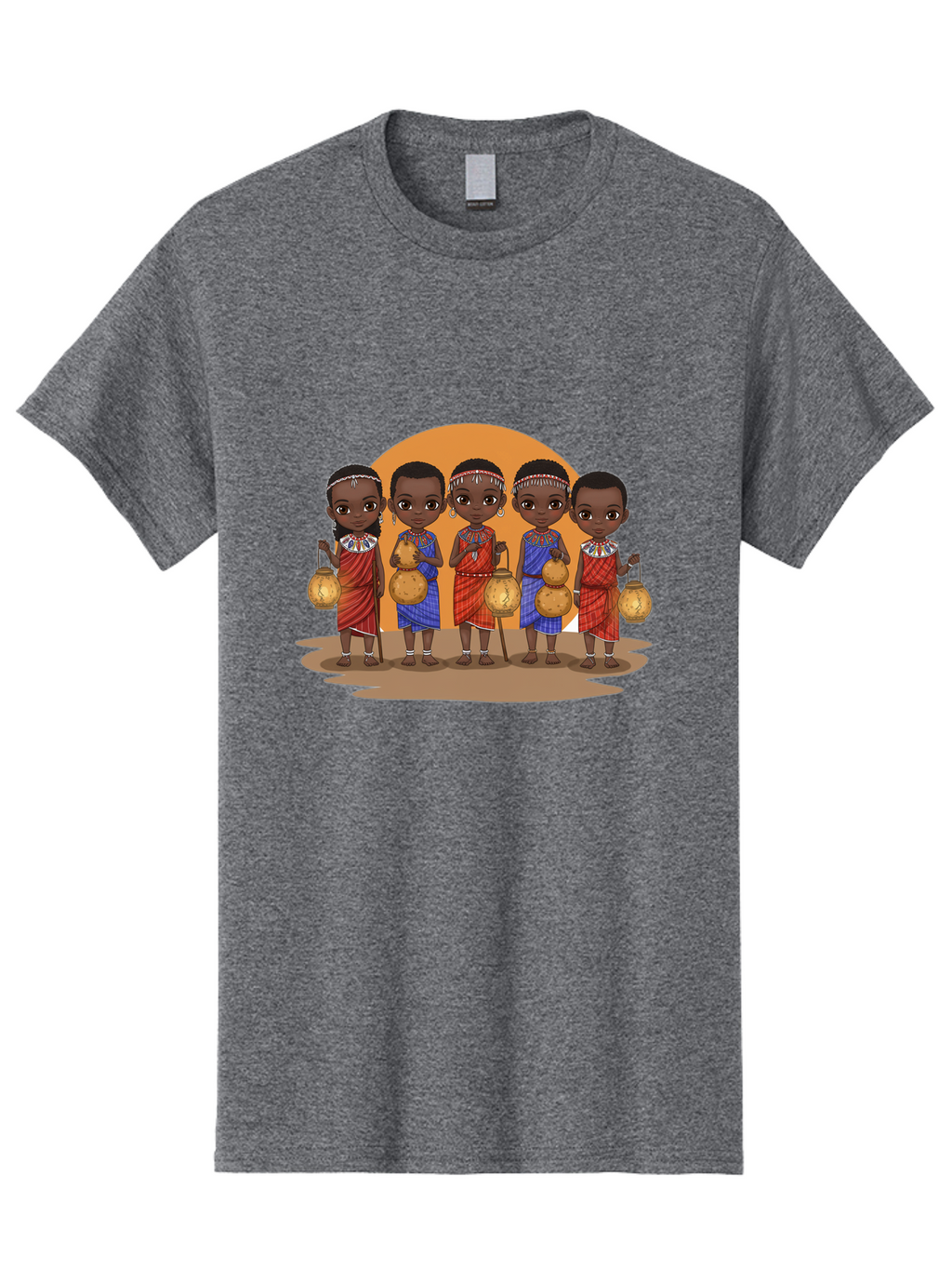 Maasai-Girls Men'S Graphic Tee, 100% Cotton, Comfortable Casual Summer Wear, Machine Washable, Maasai Girls In Traditional Attire, Colorful Clothing, Beaded Jewelry, Carrying Water Jugs, African Culture, Maasai Tribe, Traditional Dress, Bad286