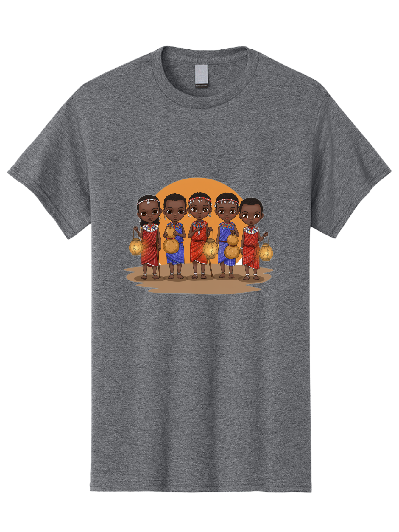 Maasai-Girls Men'S Graphic Tee, 100% Cotton, Comfortable Casual Summer Wear, Machine Washable, Maasai Girls In Traditional Attire, Colorful Clothing, Beaded Jewelry, Carrying Water Jugs, African Culture, Maasai Tribe, Traditional Dress, Bad286
