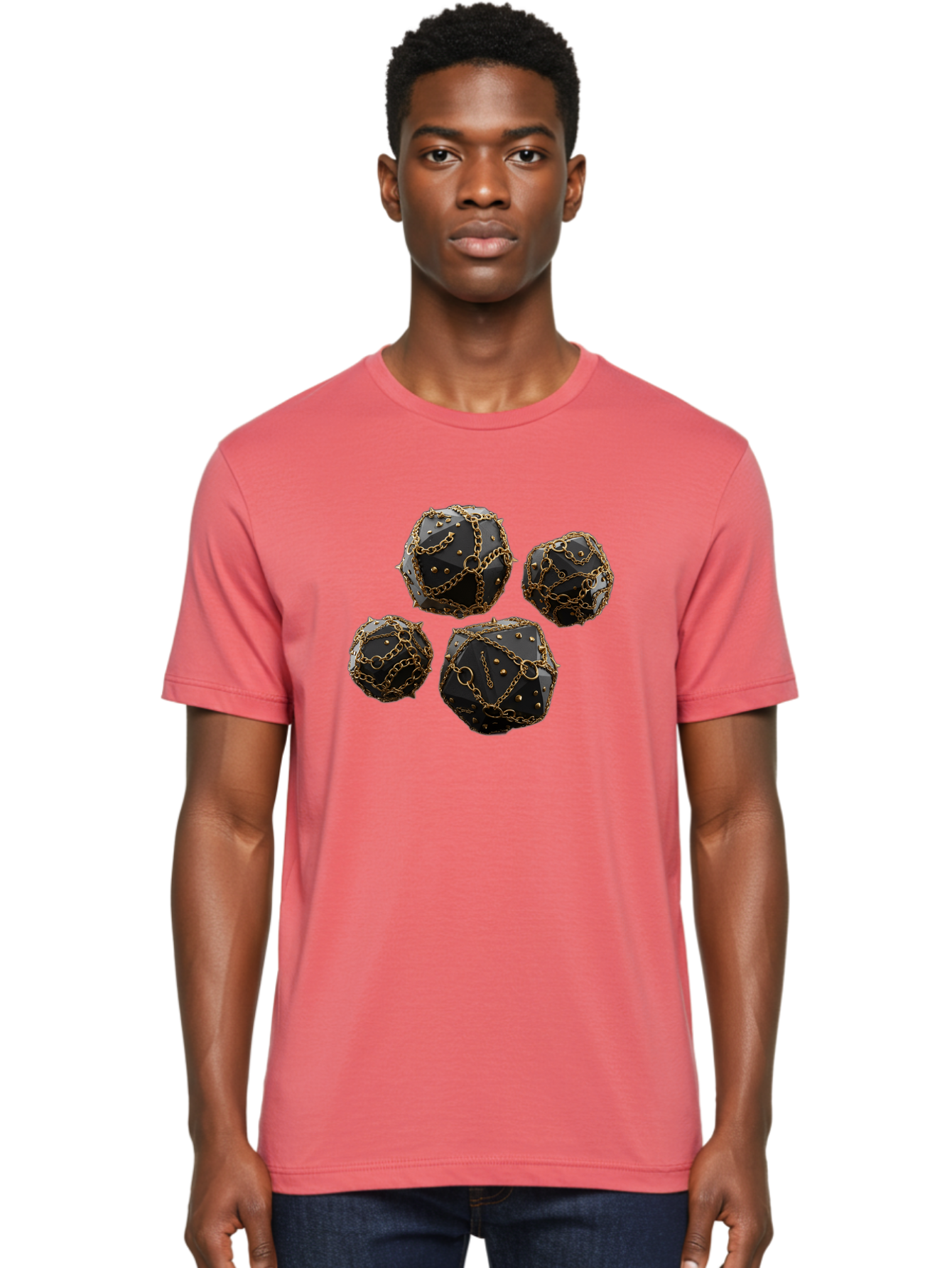 Mace Men'S Graphic Tee, 100% Cotton, Comfortable Casual Summer Wear, Machine Washable, Medieval Spiked Balls, Chain Wrapped, Black And Gold, Historical Warfare, Gothic Design, Heavy Metal, Dark Fantasy, Chainmail Bad287