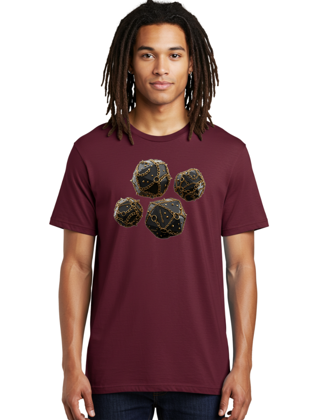 Mace Men'S Graphic Tee, 100% Cotton, Comfortable Casual Summer Wear, Machine Washable, Medieval Spiked Balls, Chain Wrapped, Black And Gold, Historical Warfare, Gothic Design, Heavy Metal, Dark Fantasy, Chainmail Bad287