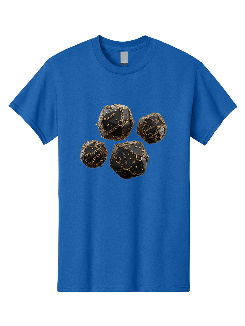 Mace Men'S Graphic Tee, 100% Cotton, Comfortable Casual Summer Wear, Machine Washable, Medieval Spiked Balls, Chain Wrapped, Black And Gold, Historical Warfare, Gothic Design, Heavy Metal, Dark Fantasy, Chainmail Bad287