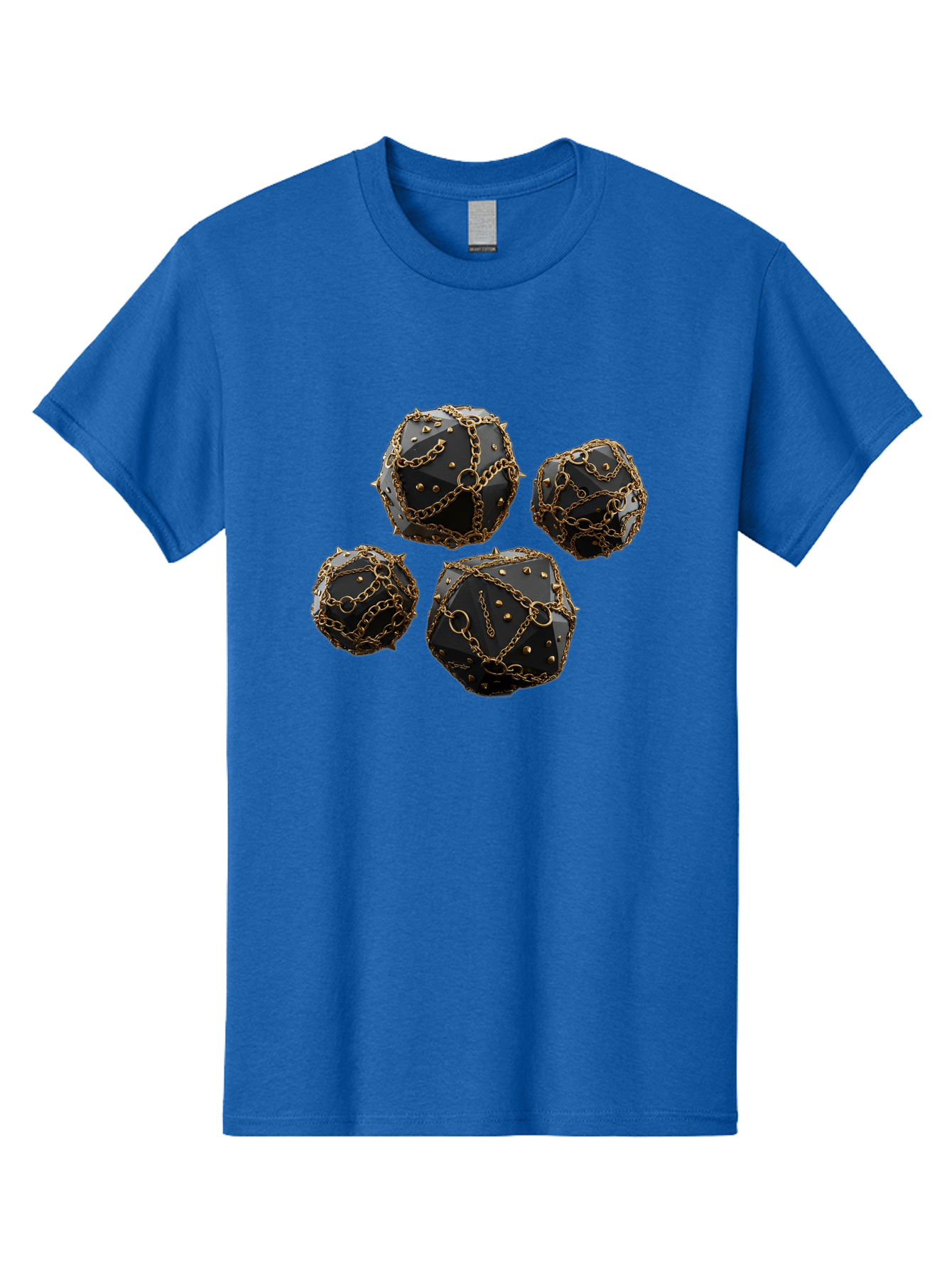 Mace Men'S Graphic Tee, 100% Cotton, Comfortable Casual Summer Wear, Machine Washable, Medieval Spiked Balls, Chain Wrapped, Black And Gold, Historical Warfare, Gothic Design, Heavy Metal, Dark Fantasy, Chainmail Bad287