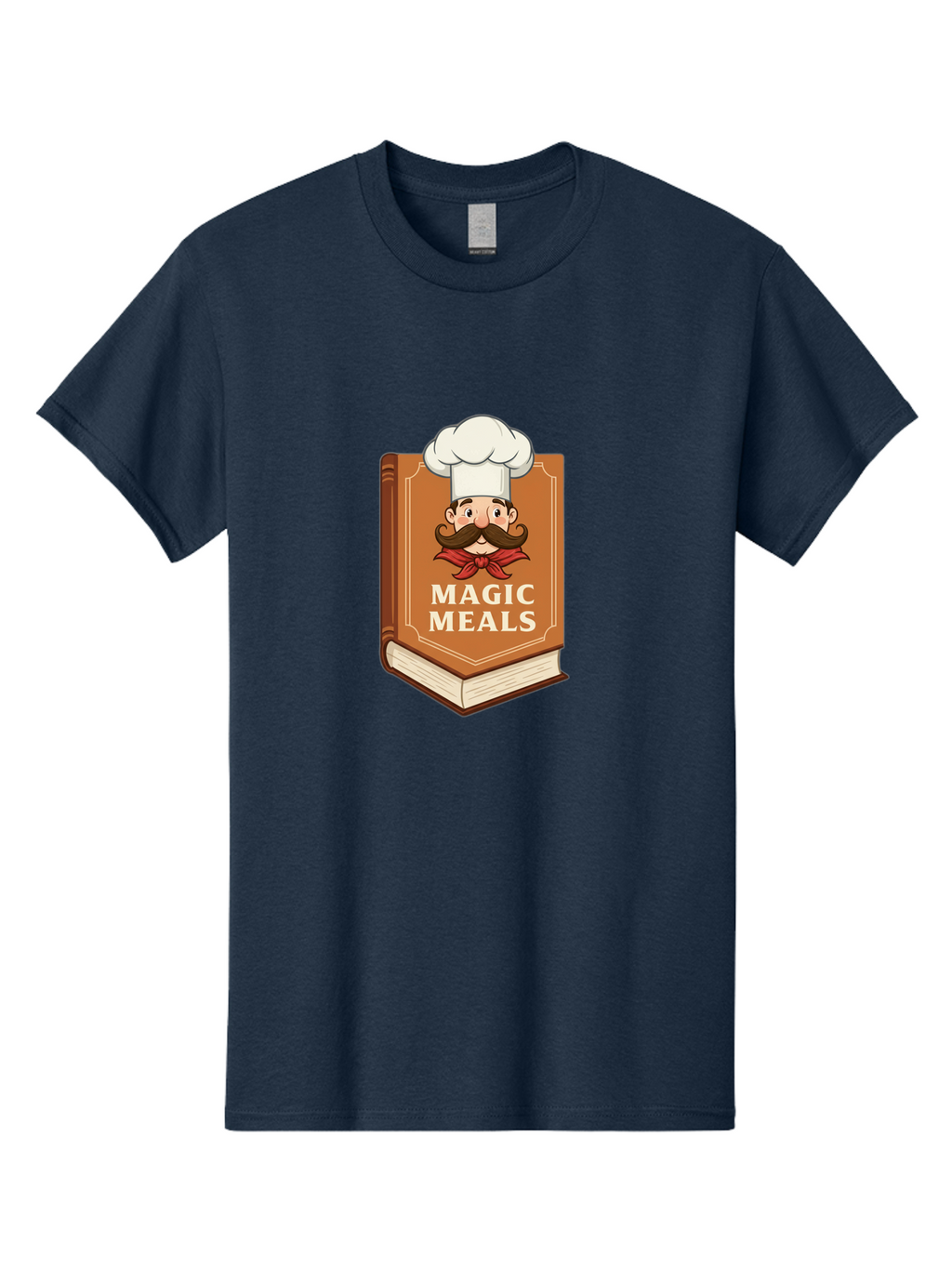 Magic-Meals Men'S Graphic Tee, 100% Cotton, Comfortable Casual Summer Wear, Machine Washable, Cookbook, Chef Hat, Mustachioed Chef, Recipe Book, Culinary Delights, Cooking Inspiration, Foodie, Gourmet Meals Bad289