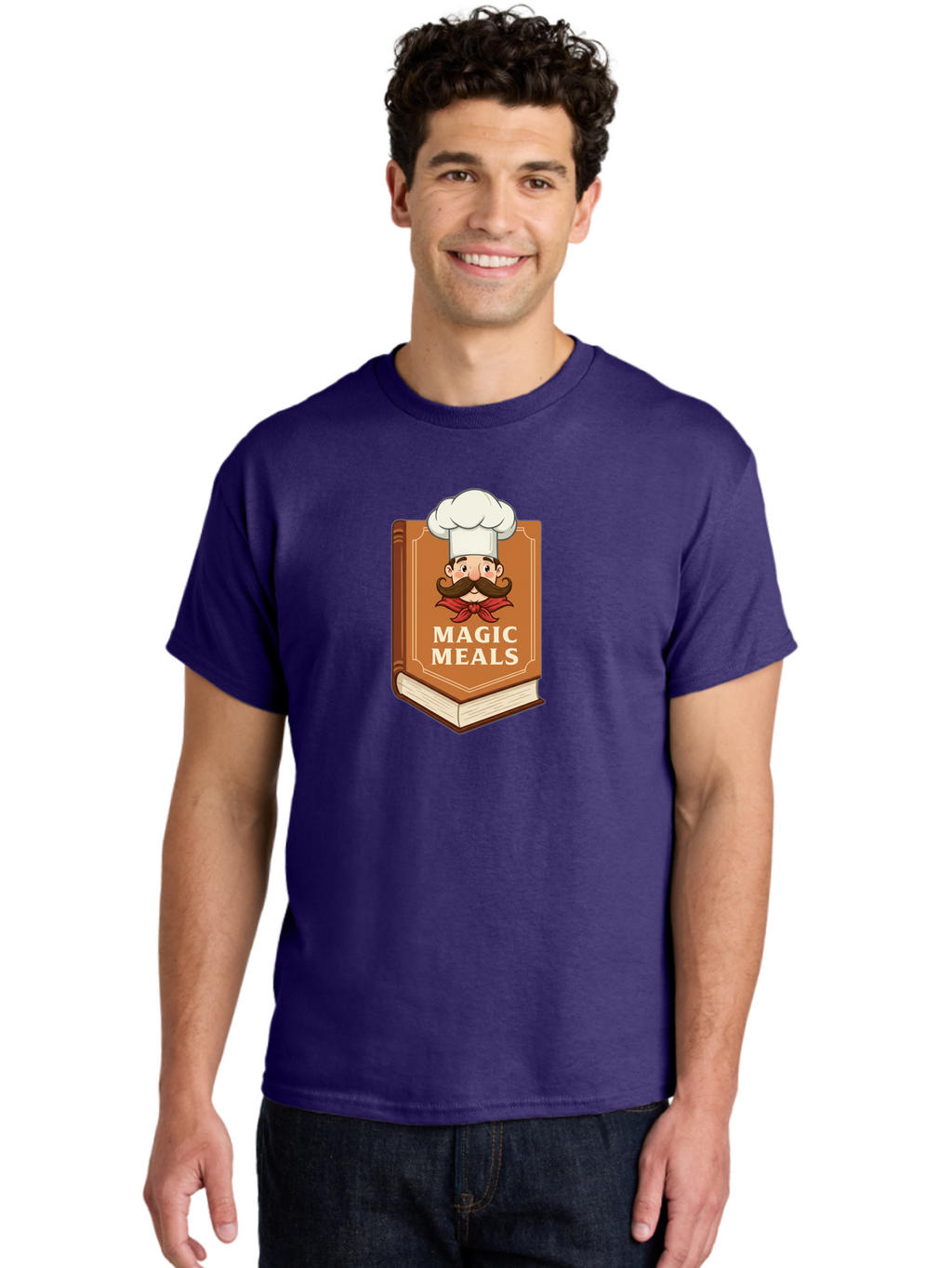 Magic-Meals Men'S Graphic Tee, 100% Cotton, Comfortable Casual Summer Wear, Machine Washable, Cookbook, Chef Hat, Mustachioed Chef, Recipe Book, Culinary Delights, Cooking Inspiration, Foodie, Gourmet Meals Bad289