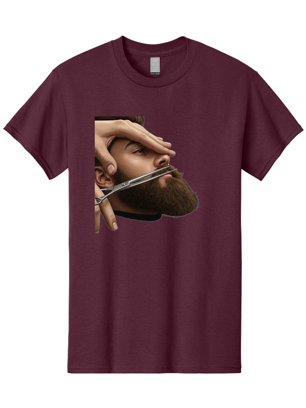 Man-Getting-Beard-Trimmed Men'S Graphic Tee, 100% Cotton, Comfortable Casual Summer Wear, Machine Washable, Beard Grooming, Beard Trimming, Barber Services, Men'S Grooming, Beard Care, Scissors Cutting Beard, Precise Cut, Stylish Beard Bad292