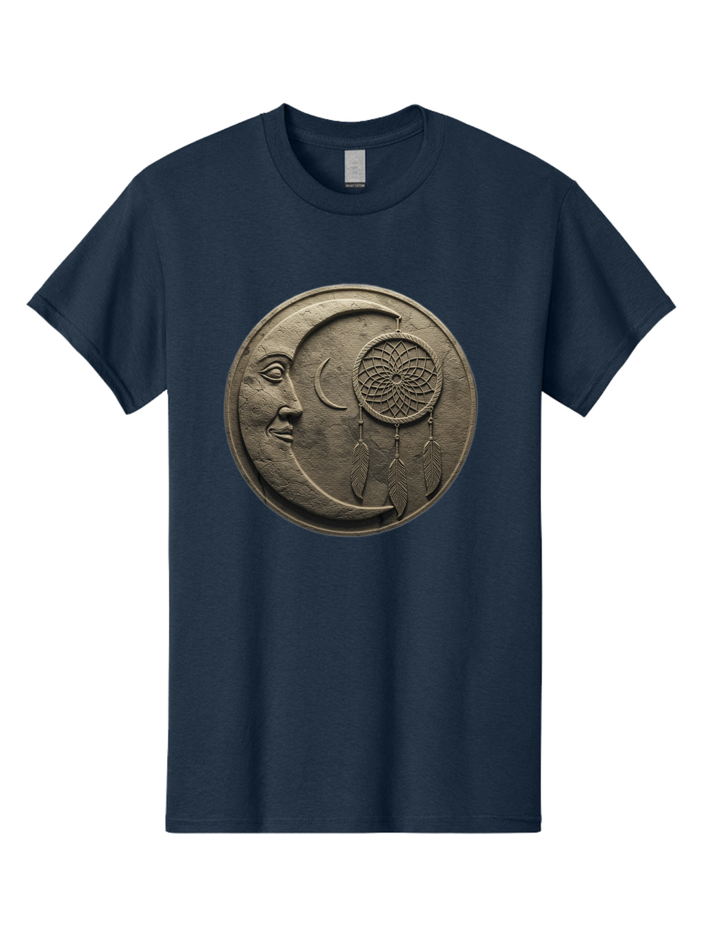 Man-In-The-Moon-Dreamcatcher-Plaque Men'S Graphic Tee, 100% Cotton, Comfortable Casual Summer Wear, Machine Washable, Dreamcatcher, Moon Face, Mystical Symbol, Spiritual Charm, Native American Culture, Handmade Art, Spiritual Protection, Bad293