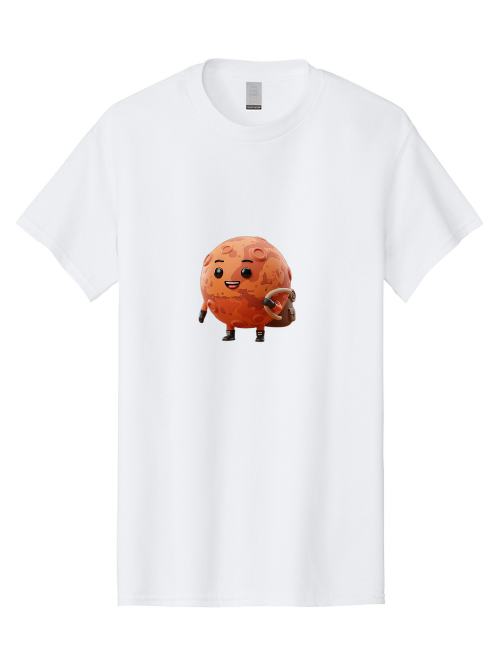 Mars-Character Men'S Graphic Tee, 100% Cotton, Comfortable Casual Summer Wear, Machine Washable, Cartoon Mars, Anthropomorphic Planet, Mars Character, Science Fiction, Planetary Character, Mars Illustration, Cute Mars, Mars Mascot, Bad300