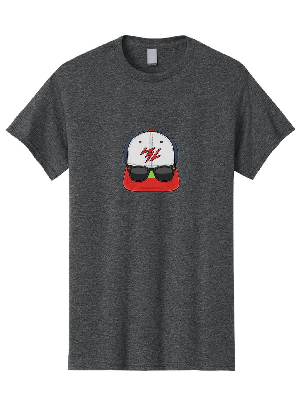 Mlb-Cap-Sunglasses Men'S Graphic Tee, 100% Cotton, Comfortable Casual Summer Wear, Machine Washable, Baseball Cap, Sunglasses, Red And White, Mlb Logo, Stylized Graphic, Sports Apparel, Fashion Accessory, Trendy Illustration, Logo Design, Bad329