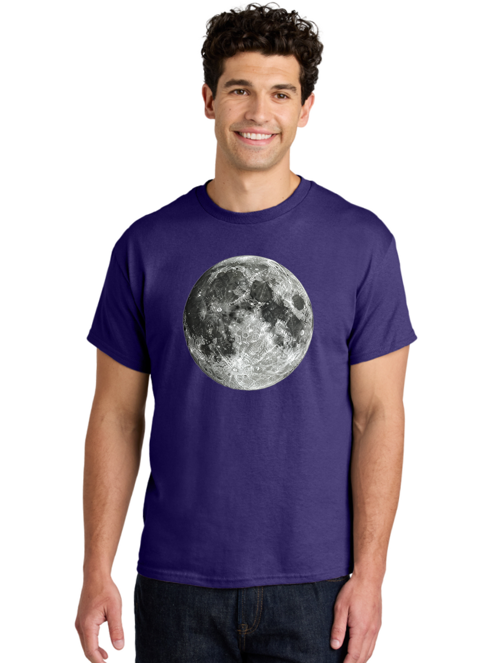 Moon-1 Men'S Graphic Tee, 100% Cotton, Comfortable Casual Summer Wear, Machine Washable, Lunar Surface, Cratered Terrain, Moon'S Topography, Astronomical Body, Night Sky, Space Exploration, Celestial Object, Moonlit Landscape Bad334