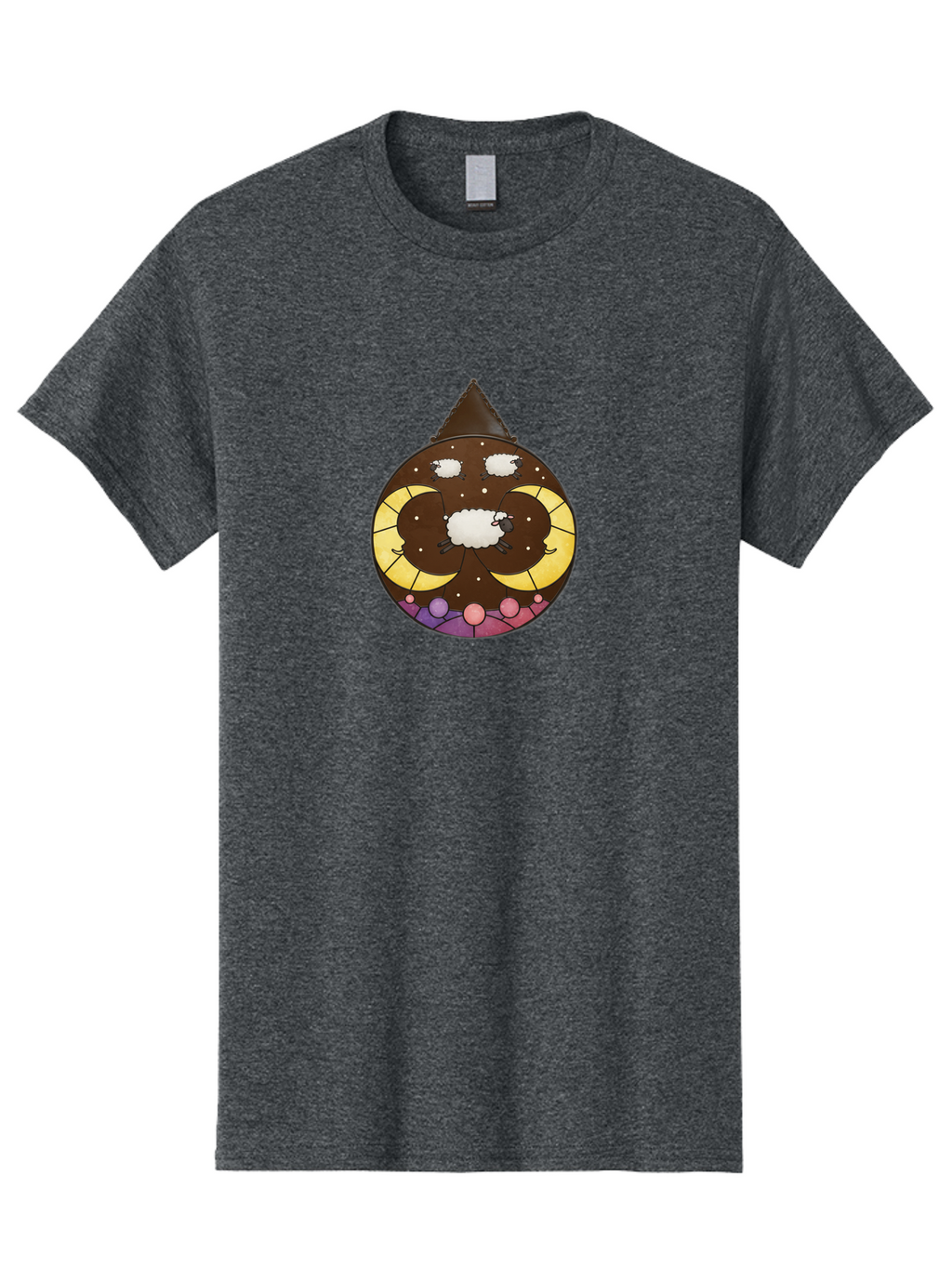 Moon-Sheep Men'S Graphic Tee, 100% Cotton, Comfortable Casual Summer Wear, Machine Washable, Sheep In Front Of Moon, Crescent Moon, Full Moon In Space, Celestial Body, Whimsical Art, Sheep In Space, Fantasy Illustration, Moon Phases Bad336