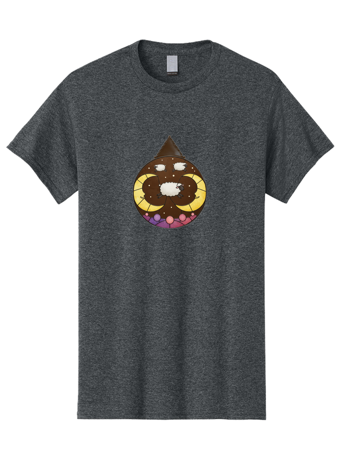 Moon-Sheep Men'S Graphic Tee, 100% Cotton, Comfortable Casual Summer Wear, Machine Washable, Sheep In Front Of Moon, Crescent Moon, Full Moon In Space, Celestial Body, Whimsical Art, Sheep In Space, Fantasy Illustration, Moon Phases Bad336