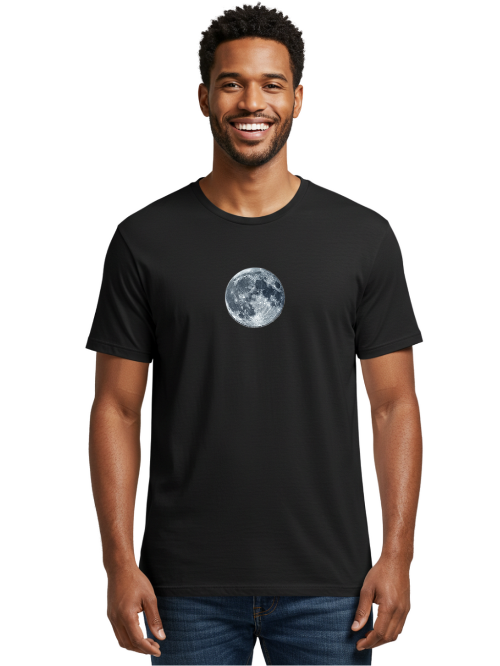 Moon Men'S Graphic Tee, 100% Cotton, Comfortable Casual Summer Wear, Machine Washable, Full Moon, Lunar Surface, Craters, Space, Astronomy, Night Sky, Celestial Body, Moonlight, Lunar Phases Bad337