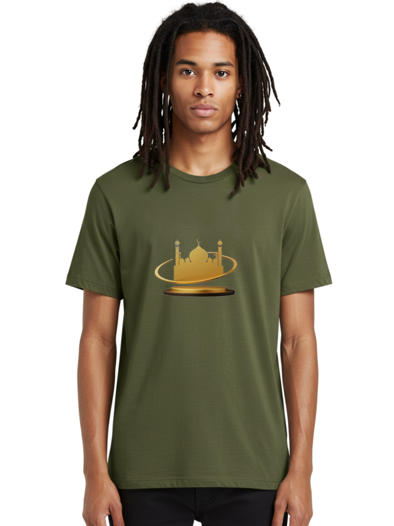 Mosque-Silhouette Men'S Graphic Tee, 100% Cotton, Comfortable Casual Summer Wear, Machine Washable, Mosque Silhouette, Islamic Architecture, Global Unity, Religious Symbol, Mosque Design, Cultural Icon, World Peace Bad342