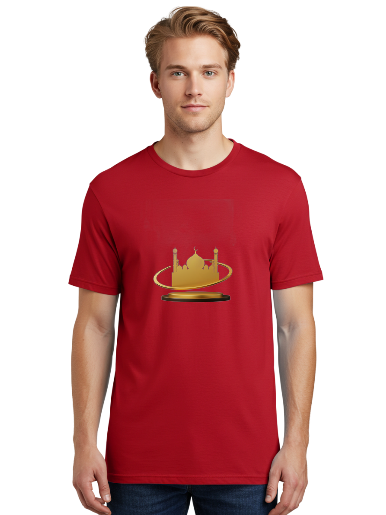 Mosque-Silhouette Men'S Graphic Tee, 100% Cotton, Comfortable Casual Summer Wear, Machine Washable, Mosque Silhouette, Islamic Architecture, Global Unity, Religious Symbol, Mosque Design, Cultural Icon, World Peace Bad342