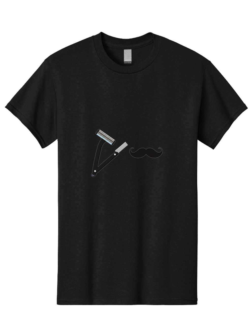 Mustache-Razor Men'S Graphic Tee, 100% Cotton, Comfortable Casual Summer Wear, Machine Washable, Straight Razor, Shaving Tools, Handlebar Mustache, Grooming, Men'S Grooming, Razor Blade, Facial Hair Bad349