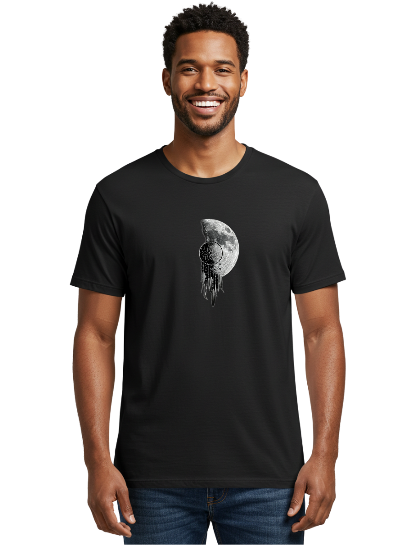 Nautilus-Moon Men'S Graphic Tee, 100% Cotton, Comfortable Casual Summer Wear, Machine Washable, Jellyfish, Moon, Lunar Cycle, Ocean Creatures, Surreal Art, Mystical Imagery, Ethereal Atmosphere, Abstract Design, Monochrome Illustration Bad356