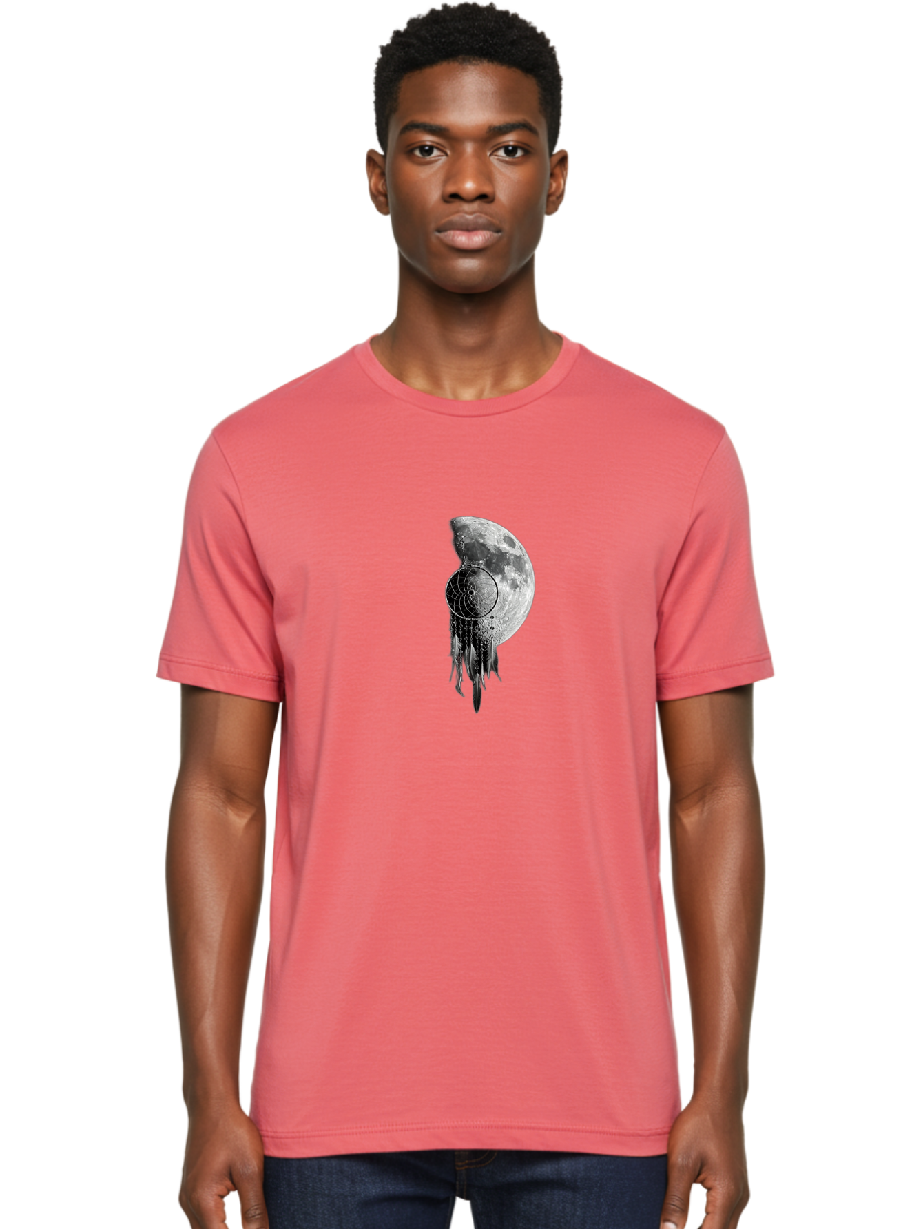 Nautilus-Moon Men'S Graphic Tee, 100% Cotton, Comfortable Casual Summer Wear, Machine Washable, Jellyfish, Moon, Lunar Cycle, Ocean Creatures, Surreal Art, Mystical Imagery, Ethereal Atmosphere, Abstract Design, Monochrome Illustration Bad356