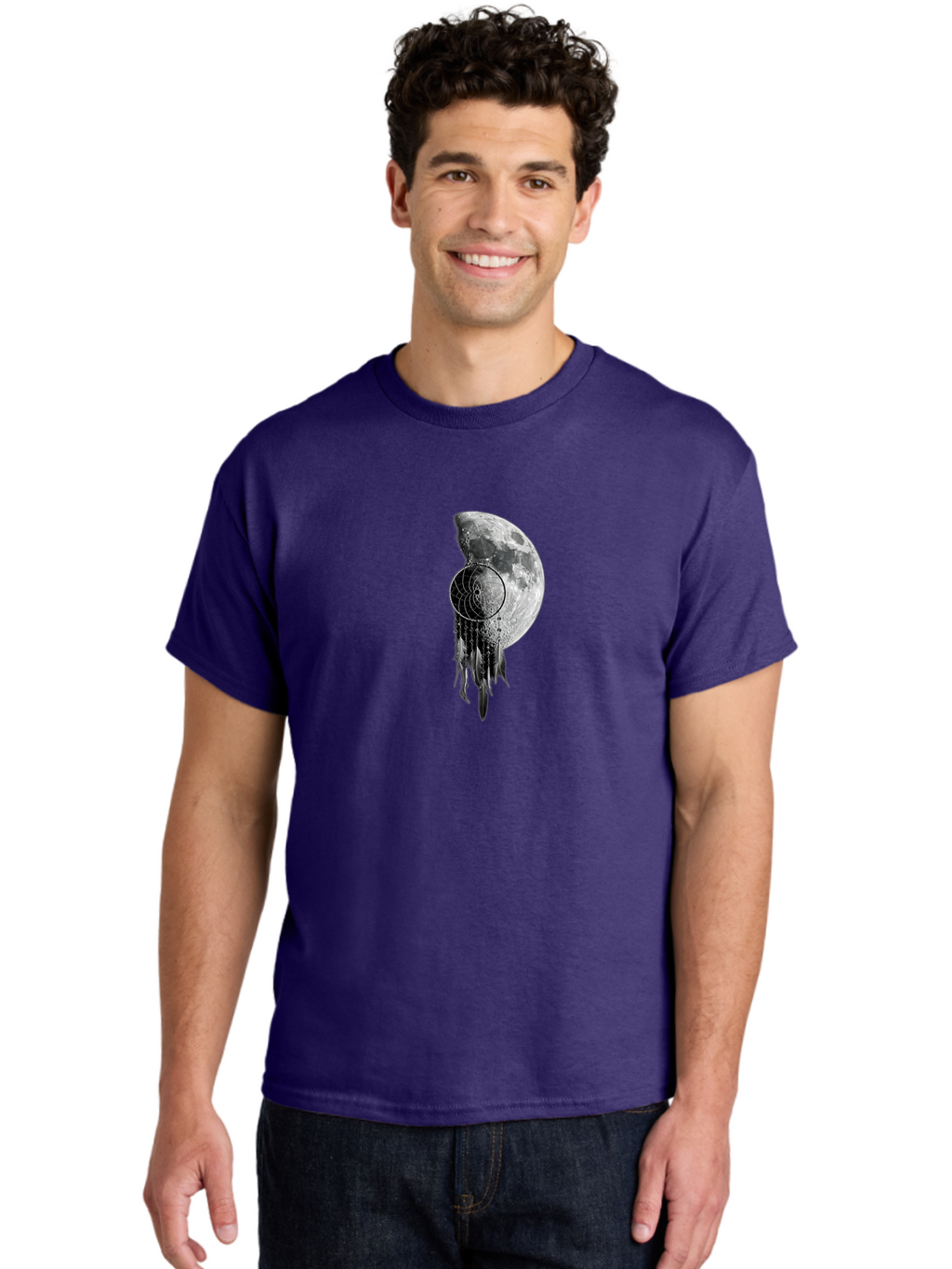 Nautilus-Moon Men'S Graphic Tee, 100% Cotton, Comfortable Casual Summer Wear, Machine Washable, Jellyfish, Moon, Lunar Cycle, Ocean Creatures, Surreal Art, Mystical Imagery, Ethereal Atmosphere, Abstract Design, Monochrome Illustration Bad356