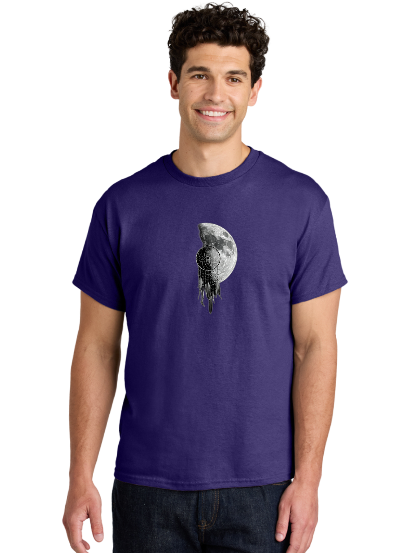 Nautilus-Moon Men'S Graphic Tee, 100% Cotton, Comfortable Casual Summer Wear, Machine Washable, Jellyfish, Moon, Lunar Cycle, Ocean Creatures, Surreal Art, Mystical Imagery, Ethereal Atmosphere, Abstract Design, Monochrome Illustration Bad356