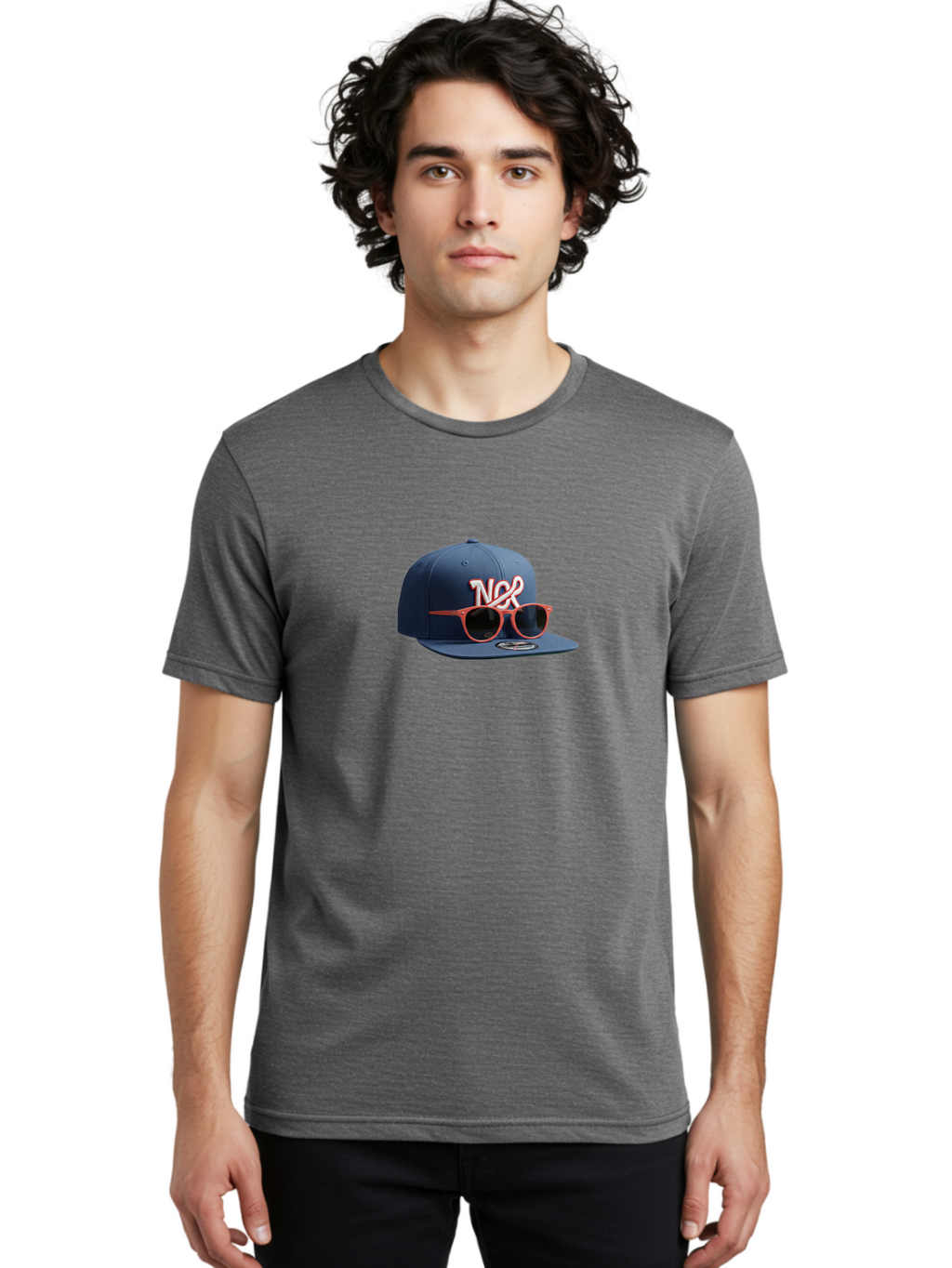 Ncr-Baseball-Cap Men'S Graphic Tee, 100% Cotton, Comfortable Casual Summer Wear, Machine Washable, Baseball Cap, Ncr Logo, Sunglasses On Hat, Red Frames, Dark Lenses, New Era Cap, Fashion Accessory, Streetwear Style, Casual Wear, Trendy Hat Bad358