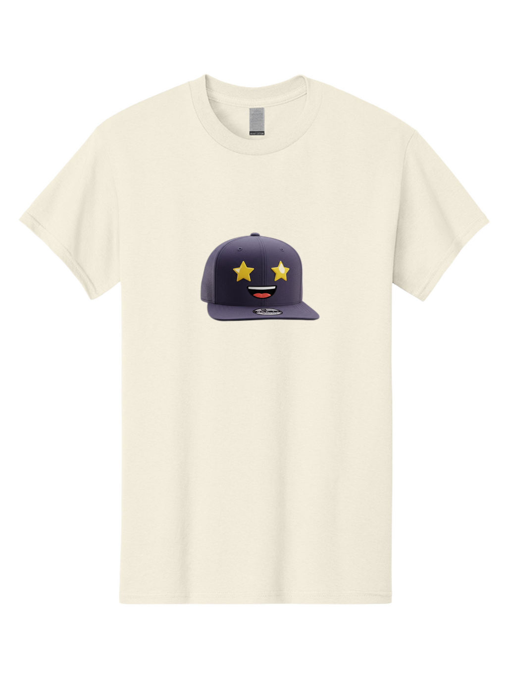 New-Era-Cap Men'S Graphic Tee, 100% Cotton, Comfortable Casual Summer Wear, Machine Washable, Baseball Cap, Emoji Face, Star Eyes, Smiling Mouth, Streetwear Fashion, Casual Style, Sports Headwear, Logo Sticker Bad368