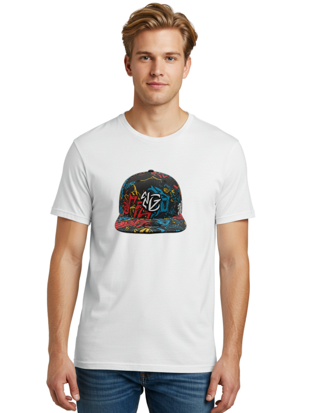 Ng-Baseball-Cap Men'S Graphic Tee, 100% Cotton, Comfortable Casual Summer Wear, Machine Washable, Graffiti Hat, Streetwear Fashion, Urban Style, Multicolored Cap, Ng Logo, Bold Graphics, Snapback Hat, Trendy Headwear, Casual Wear Bad373