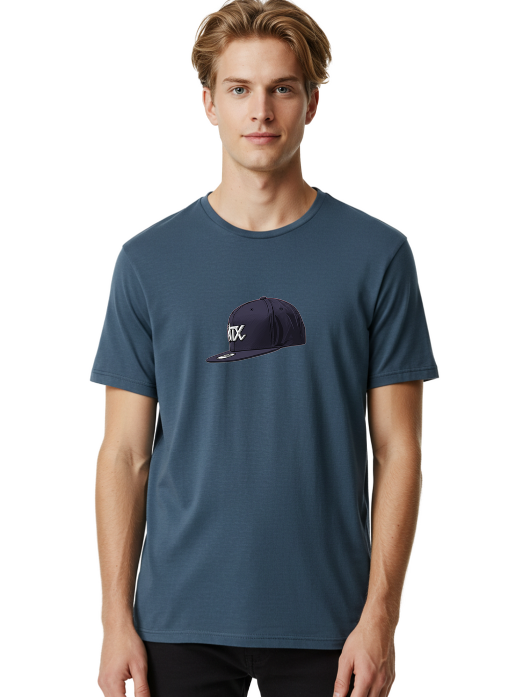 Ntx-Baseball-Cap Men'S Graphic Tee, 100% Cotton, Comfortable Casual Summer Wear, Machine Washable, Ntx Logo, Baseball Cap, Navy Blue Cap, White Logo, Sports Apparel, Streetwear Fashion, Casual Wear, Hat With Logo Bad377