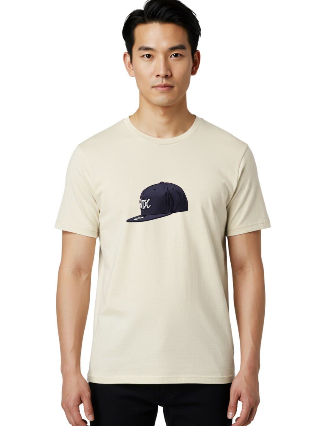 Ntx-Baseball-Cap Men'S Graphic Tee, 100% Cotton, Comfortable Casual Summer Wear, Machine Washable, Ntx Logo, Baseball Cap, Navy Blue Cap, White Logo, Sports Apparel, Streetwear Fashion, Casual Wear, Hat With Logo Bad377