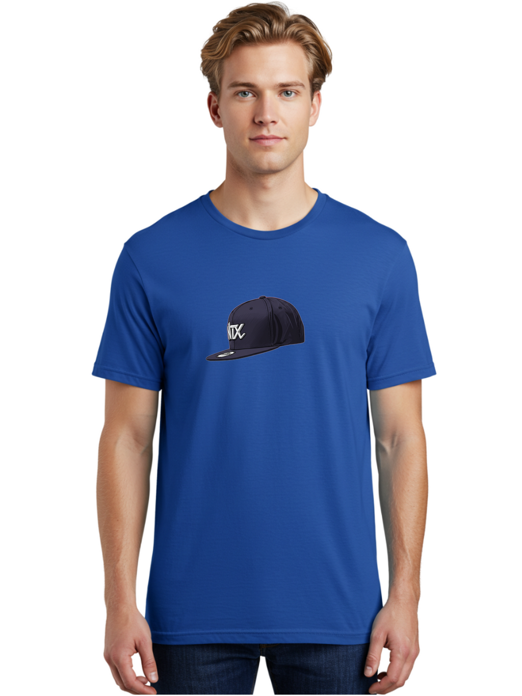 Ntx-Baseball-Cap Men'S Graphic Tee, 100% Cotton, Comfortable Casual Summer Wear, Machine Washable, Ntx Logo, Baseball Cap, Navy Blue Cap, White Logo, Sports Apparel, Streetwear Fashion, Casual Wear, Hat With Logo Bad377